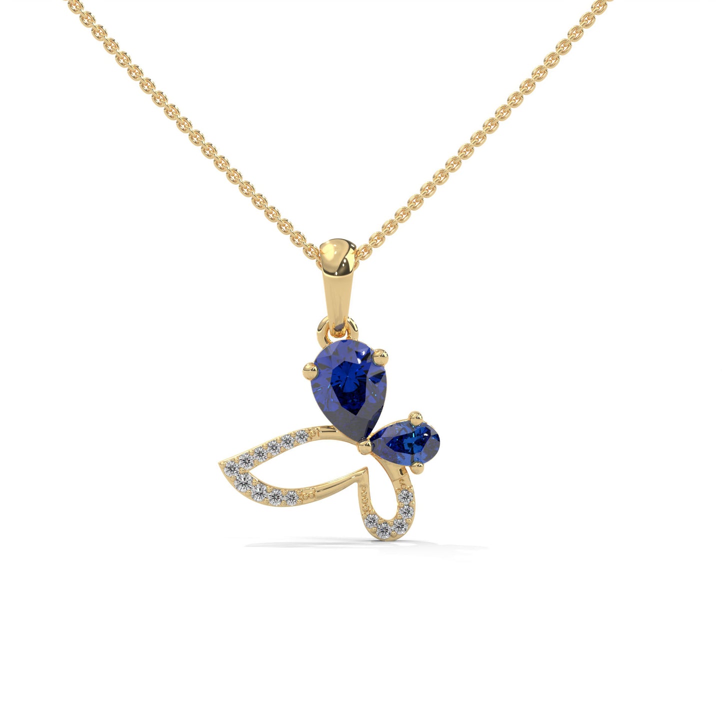 lab grown diamond | moissanite Jewellery Butterfly Lab Grown Diamond OR Moissanite Pendant Yellow Gold 14K by Rabbito Jewels