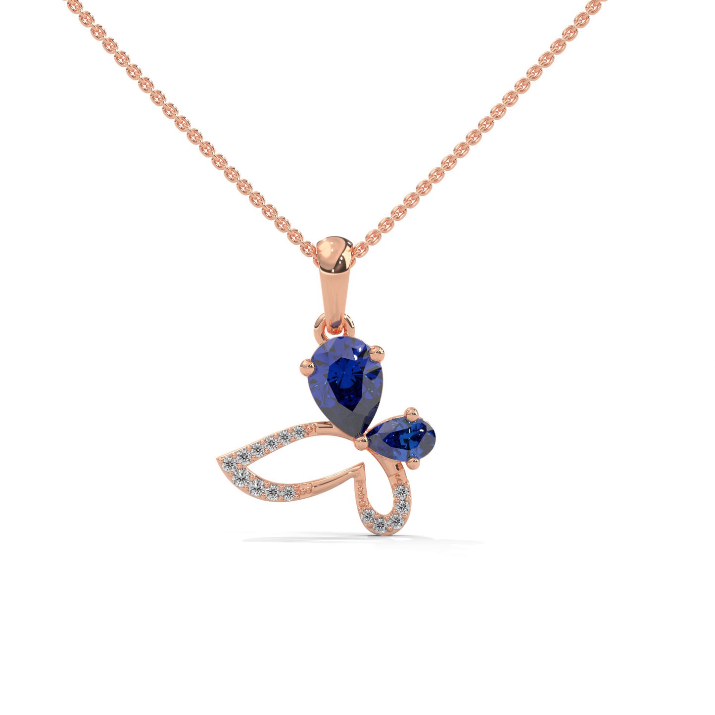 lab grown diamond | moissanite Jewellery Butterfly Lab Grown Diamond OR Moissanite Pendant Rose Gold 18K by Rabbito Jewels