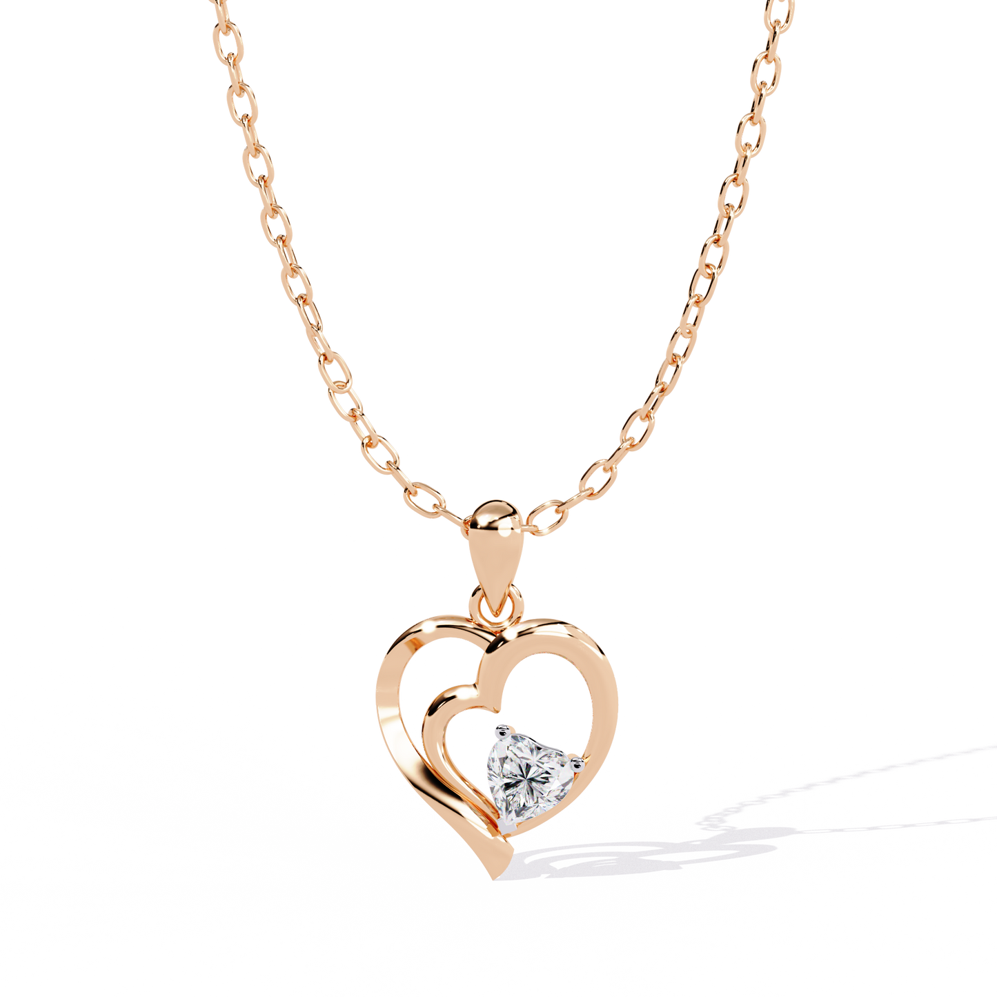 lab grown diamond | moissanite Jewellery Stunning Heart Love Lab Grown Diamond OR Moissanite Pendant Rose Gold 18K by Rabbito Jewels