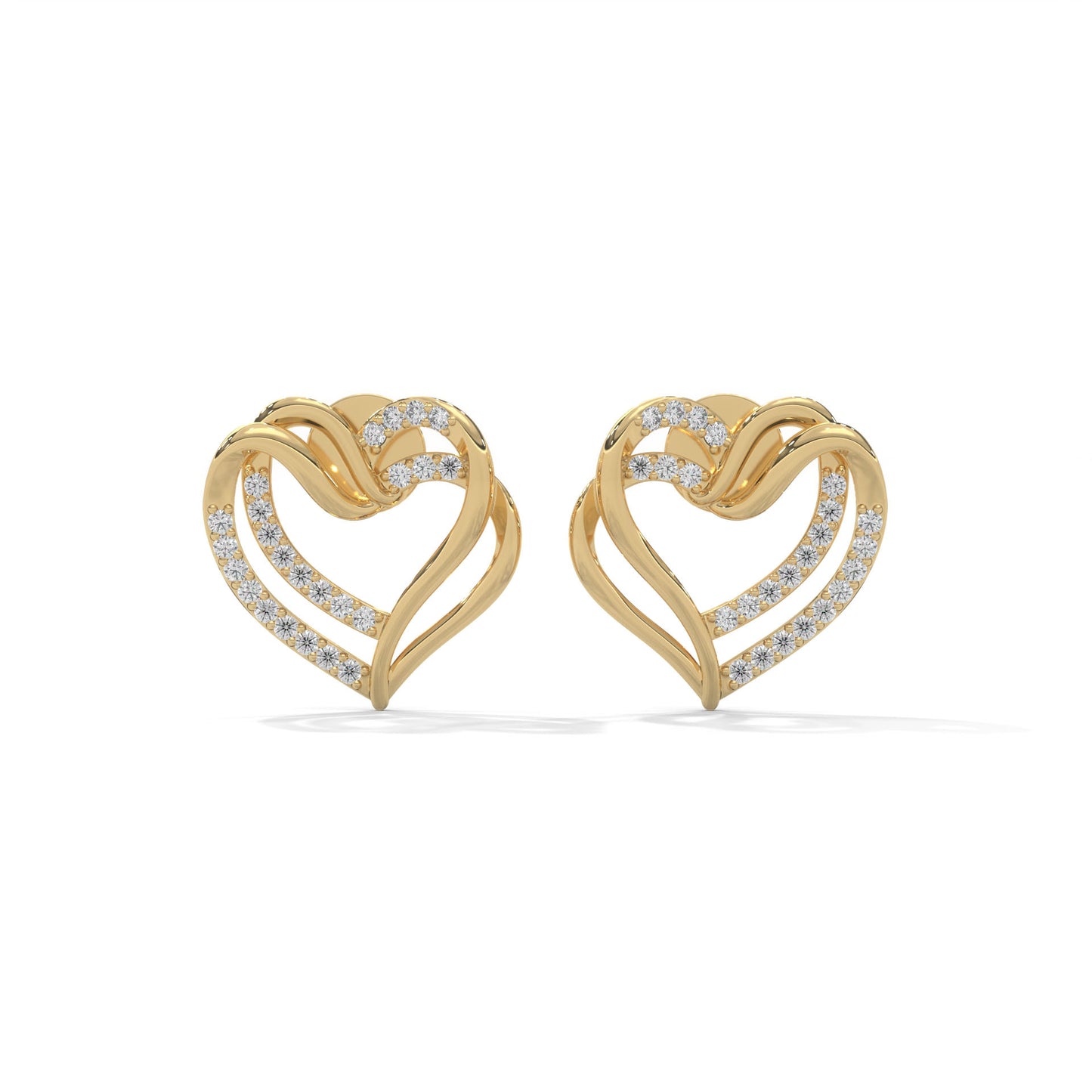lab grown diamond | moissanite Jewellery Napier Heart Lab Grown Diamond OR Moissanite Earrings Yellow Gold 14K by Rabbito Jewels