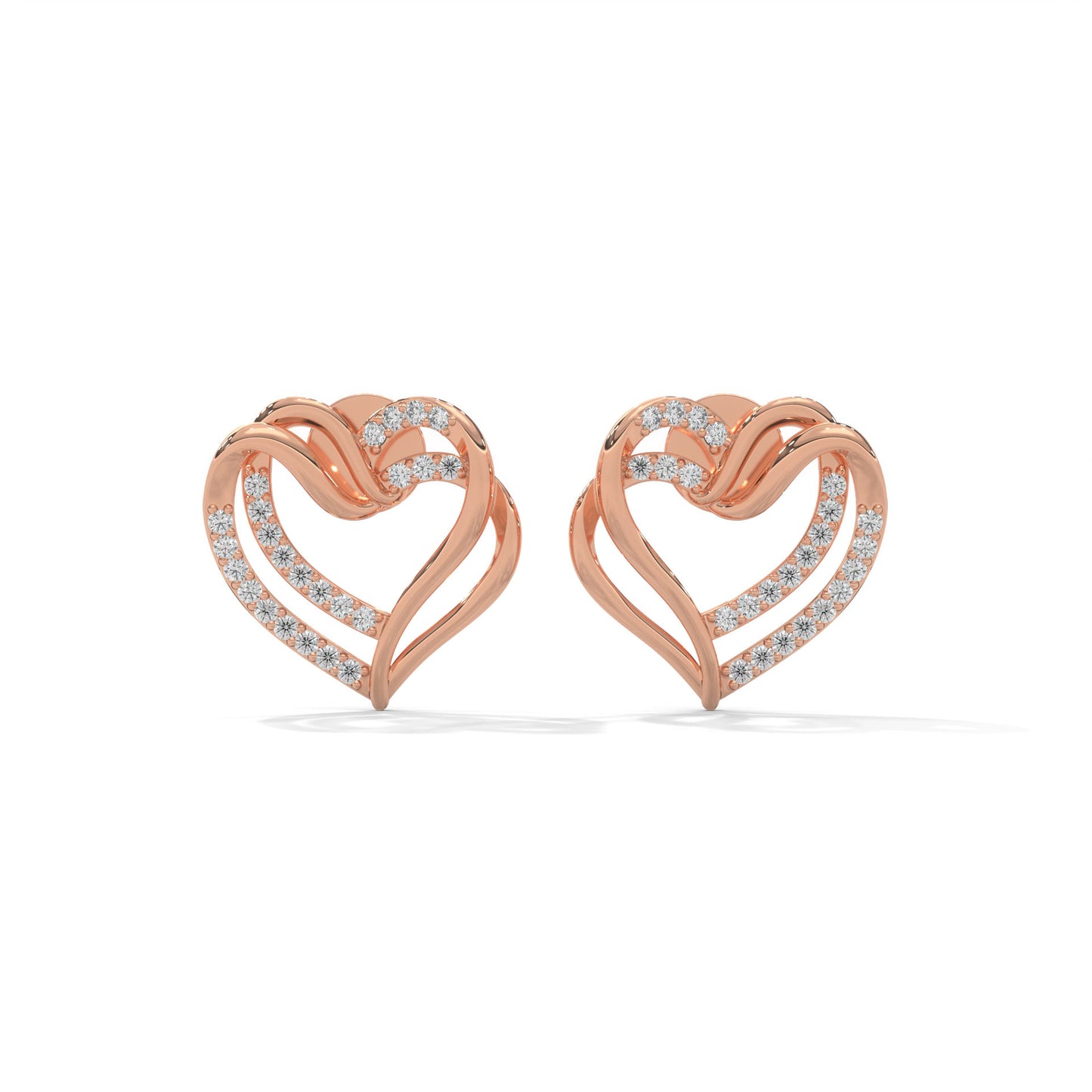 lab grown diamond | moissanite Jewellery Napier Heart Lab Grown Diamond OR Moissanite Earrings Rose Gold 18K by Rabbito Jewels
