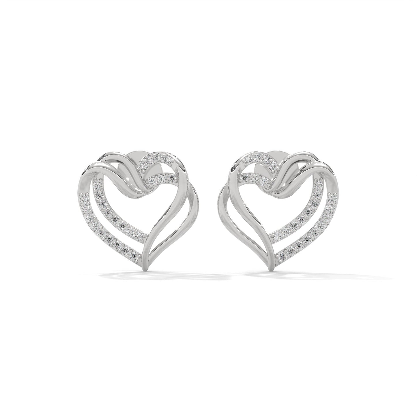 lab grown diamond | moissanite Jewellery Napier Heart Lab Grown Diamond OR Moissanite Earrings White Gold 14K by Rabbito Jewels