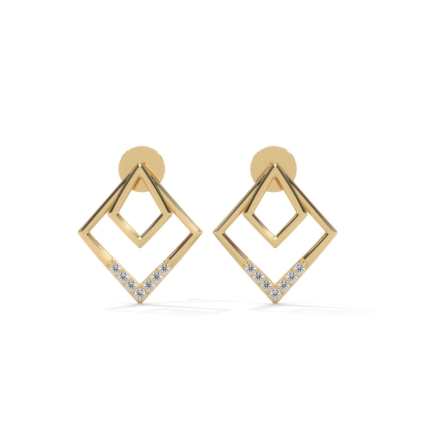 lab grown diamond | moissanite Jewellery Trendy Western Lab Grown Diamond OR Moissanite Earrings Yellow Gold 14K by Rabbito Jewels