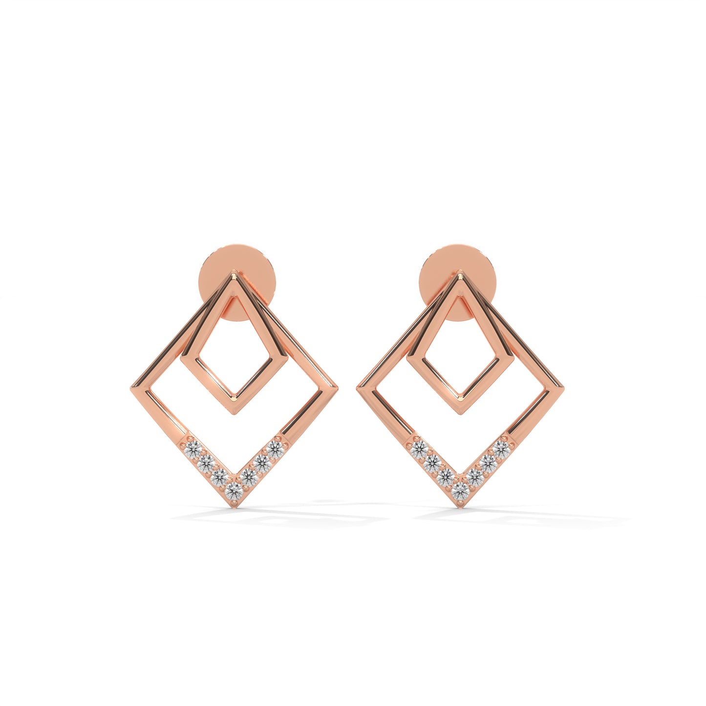 lab grown diamond | moissanite Jewellery Trendy Western Lab Grown Diamond OR Moissanite Earrings Rose Gold 18K by Rabbito Jewels