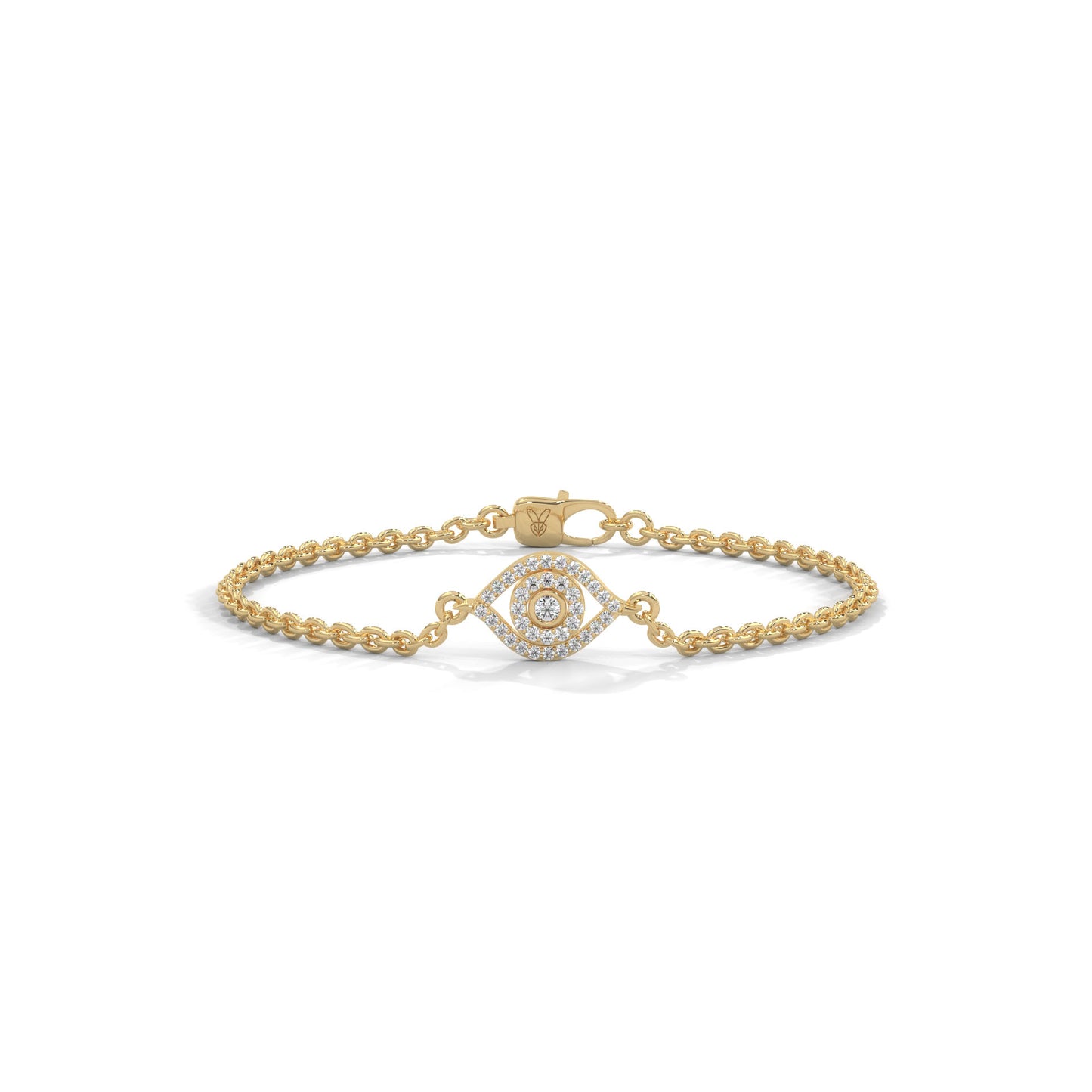 lab grown diamond | moissanite Jewellery Leaf Evil Eye Lab Grown Diamond OR Moissanite Bracelet Yellow Gold 18K by Rabbito Jewels