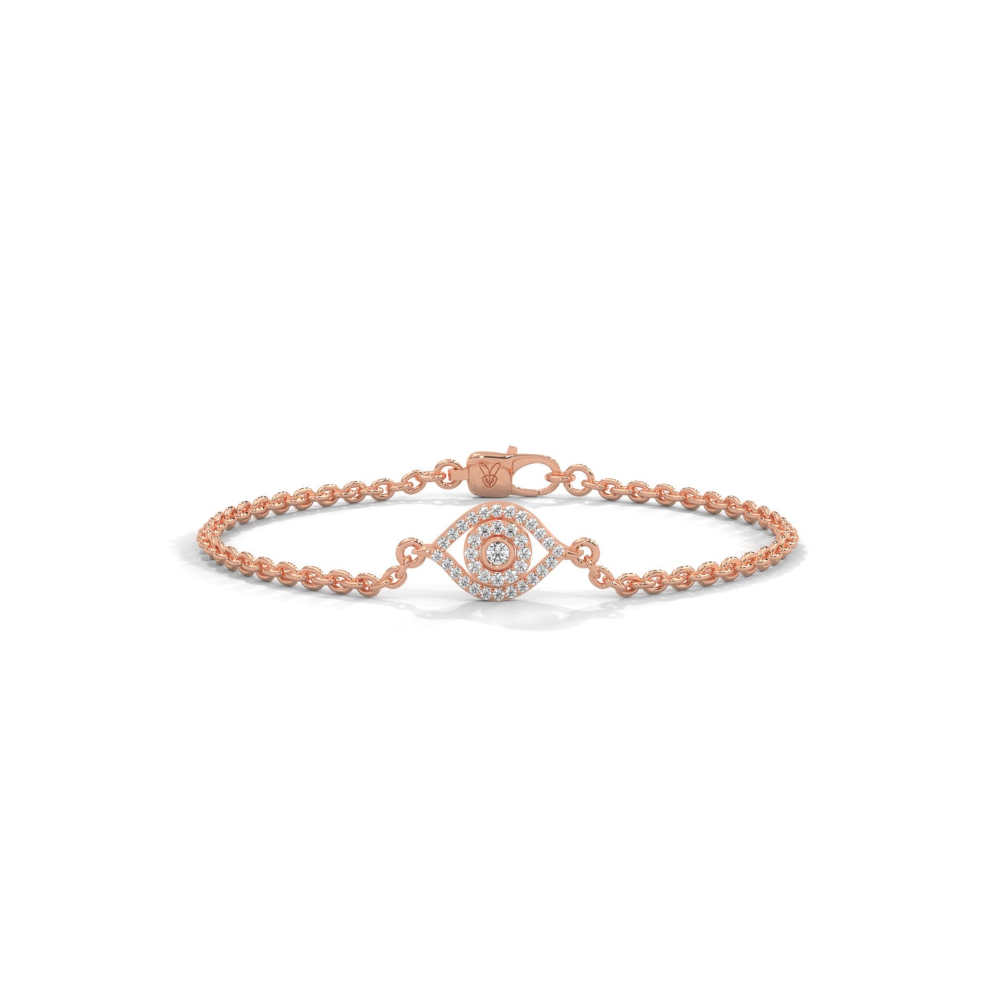 lab grown diamond | moissanite Jewellery Leaf Evil Eye Lab Grown Diamond OR Moissanite Bracelet Rose Gold 18K by Rabbito Jewels