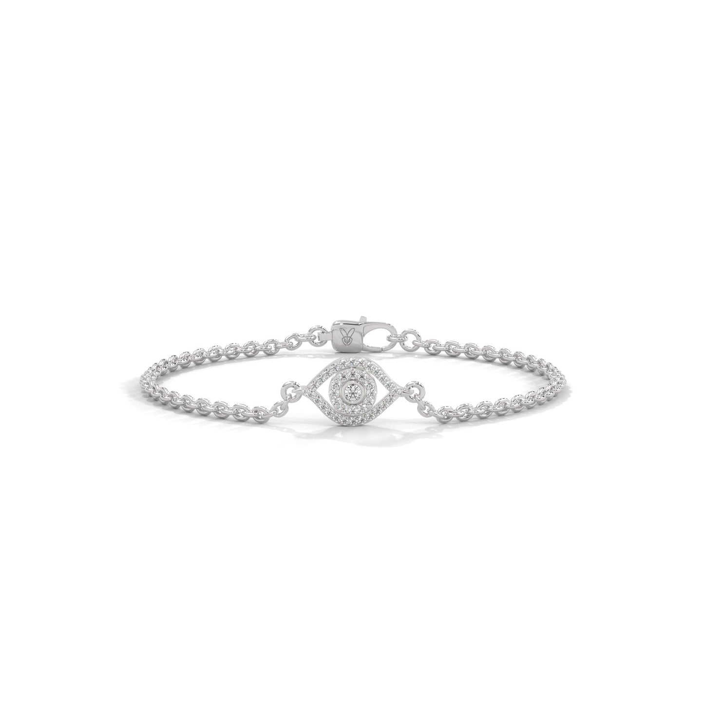 lab grown diamond | moissanite Jewellery Leaf Evil Eye Lab Grown Diamond OR Moissanite Bracelet White Gold 18K by Rabbito Jewels