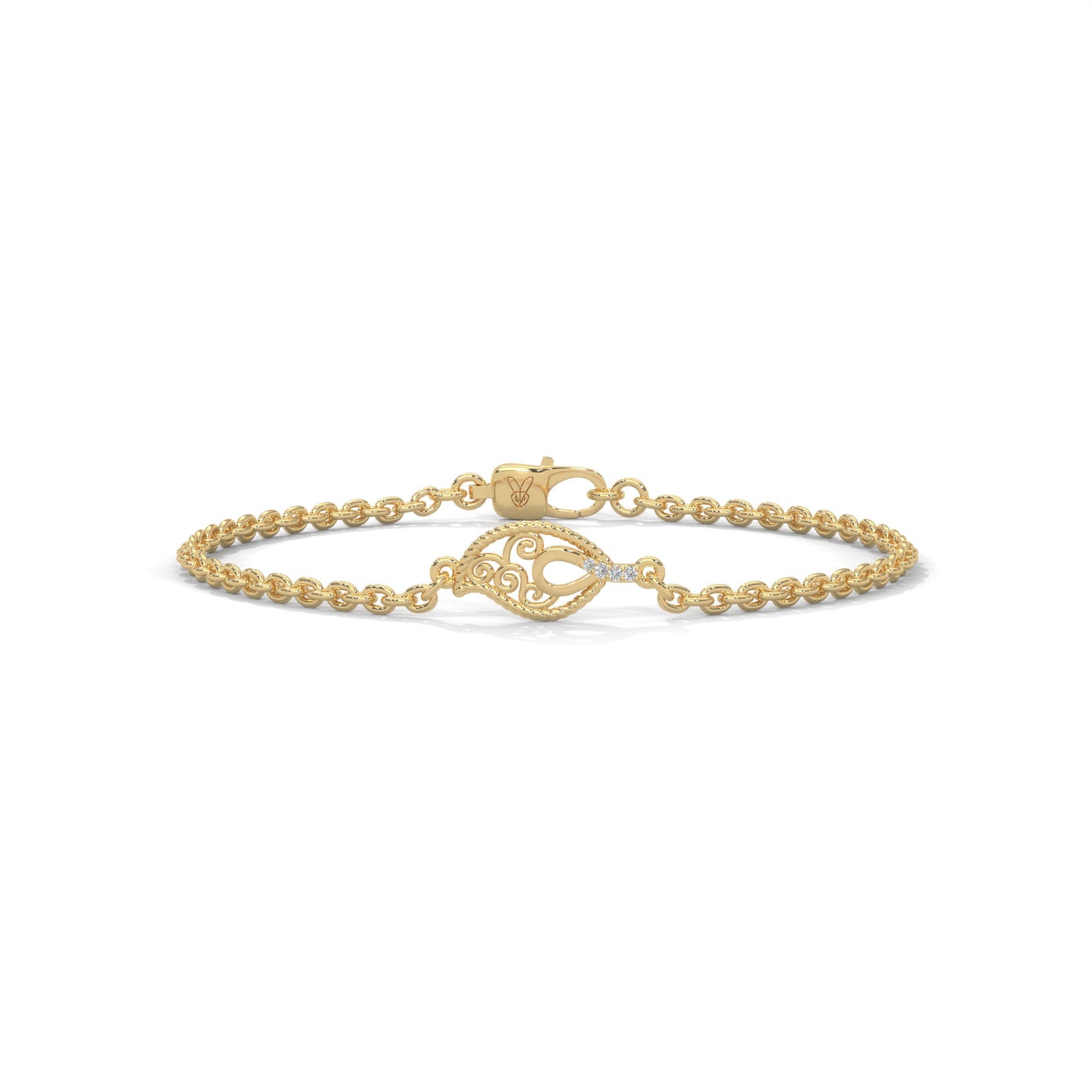 lab grown diamond | moissanite Jewellery Twisted Leaf Lab Grown Diamond OR Moissanite Bracelet Yellow Gold 18K by Rabbito Jewels