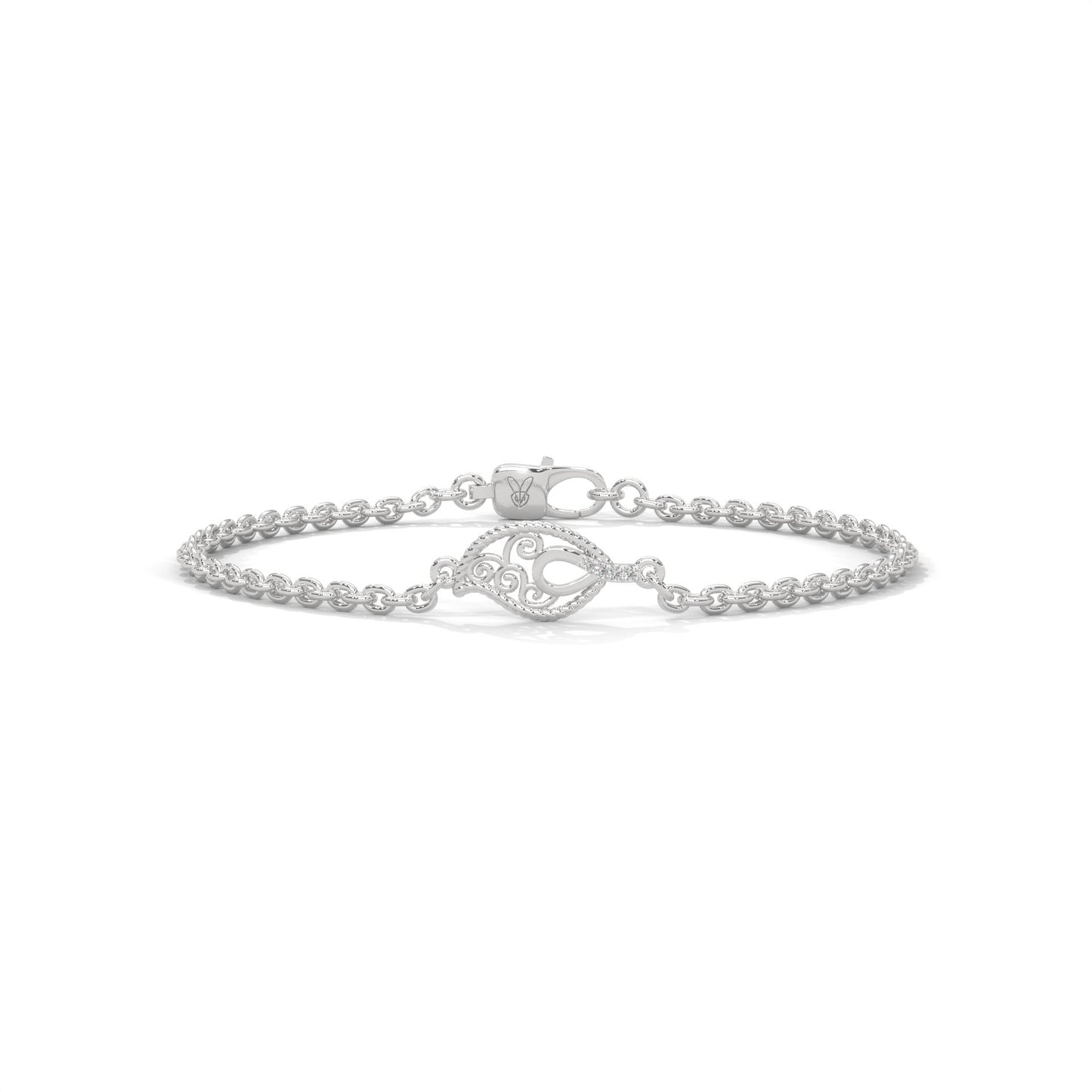 lab grown diamond | moissanite Jewellery Twisted Leaf Lab Grown Diamond OR Moissanite Bracelet White Gold 14K by Rabbito Jewels