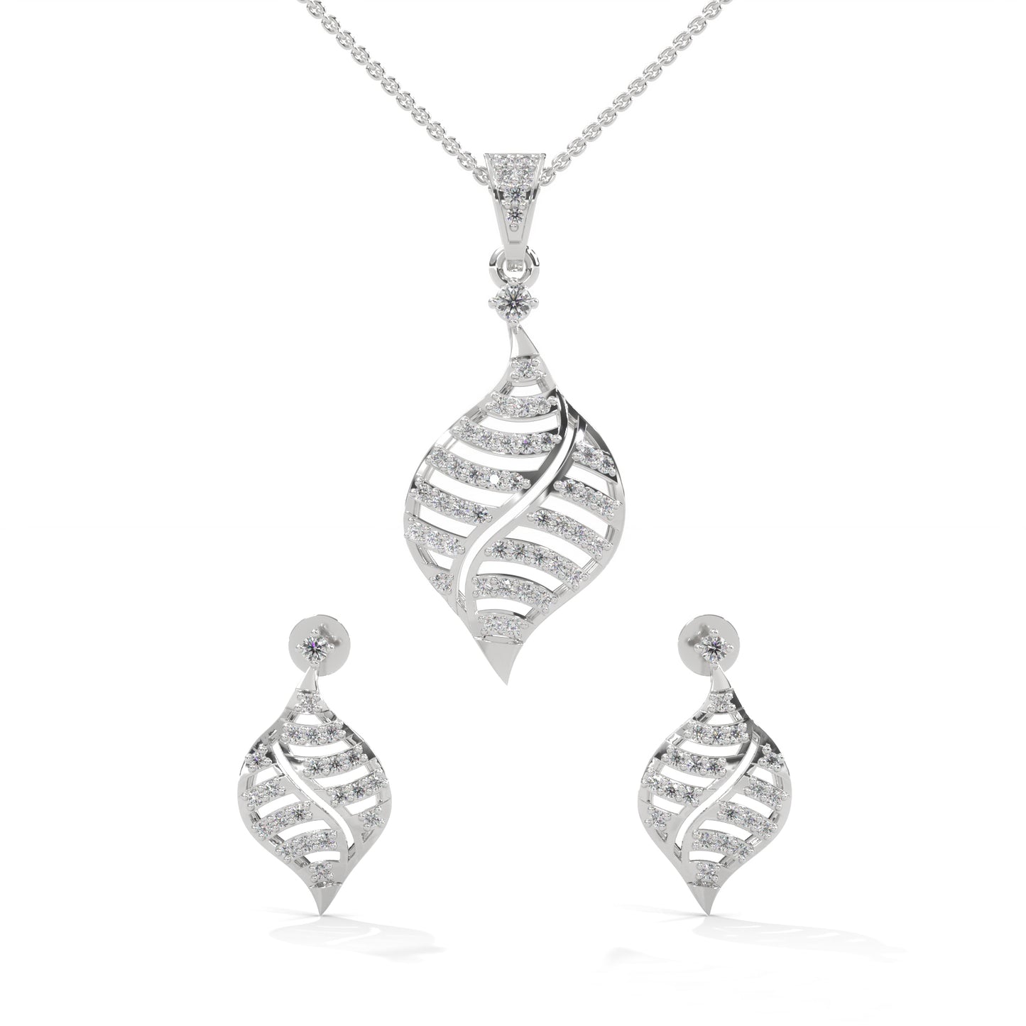 lab grown diamond | moissanite Jewellery Senco Leaf Lab Grown Diamond OR Moissanite Pendant White Gold 14K by Rabbito Jewels