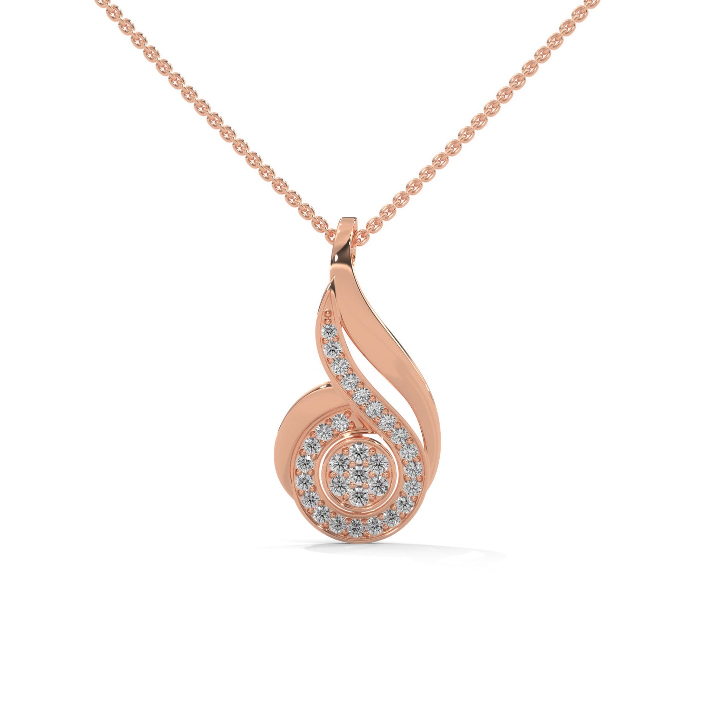 lab grown diamond | moissanite Jewellery Swirl Lab Grown Diamond OR Moissanite Pendant Rose Gold 18K by Rabbito Jewels