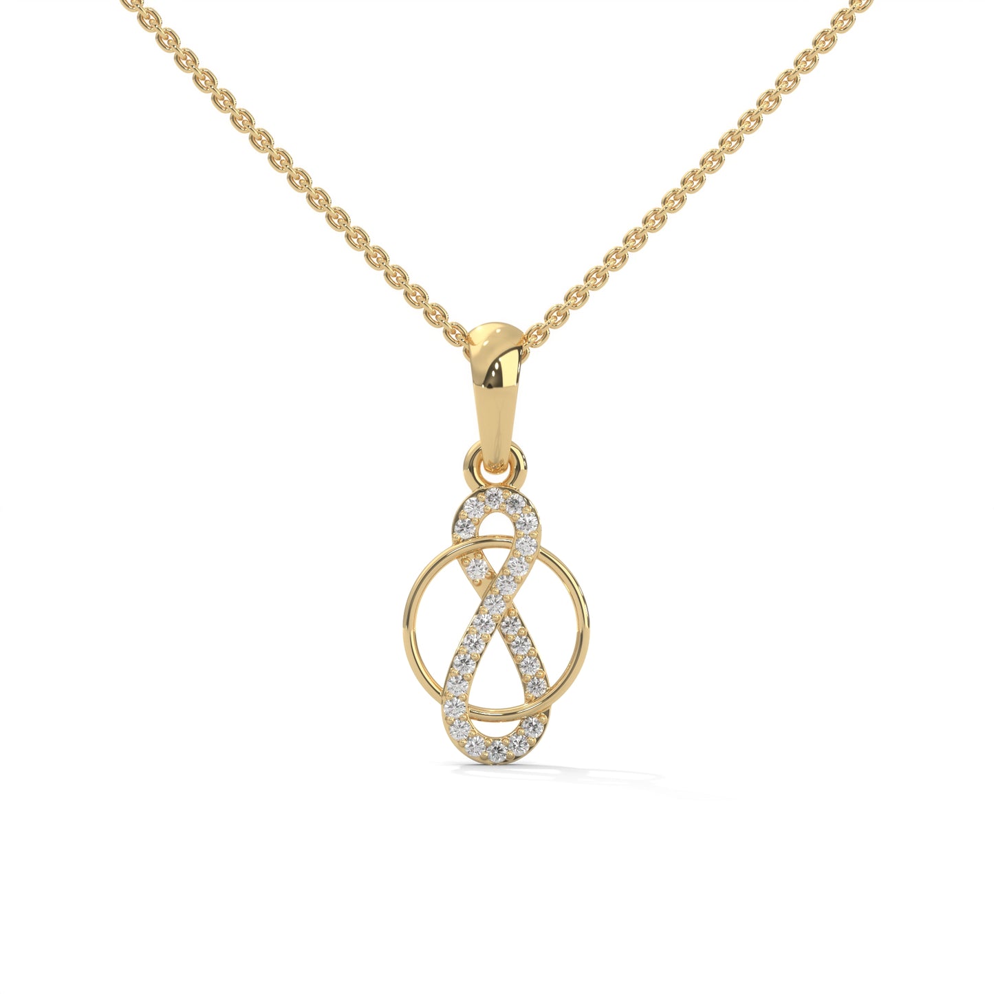 lab grown diamond | moissanite Jewellery Loop of Infinity Lab Grown Diamond OR Moissanite Pendant Yellow Gold 18K by Rabbito Jewels