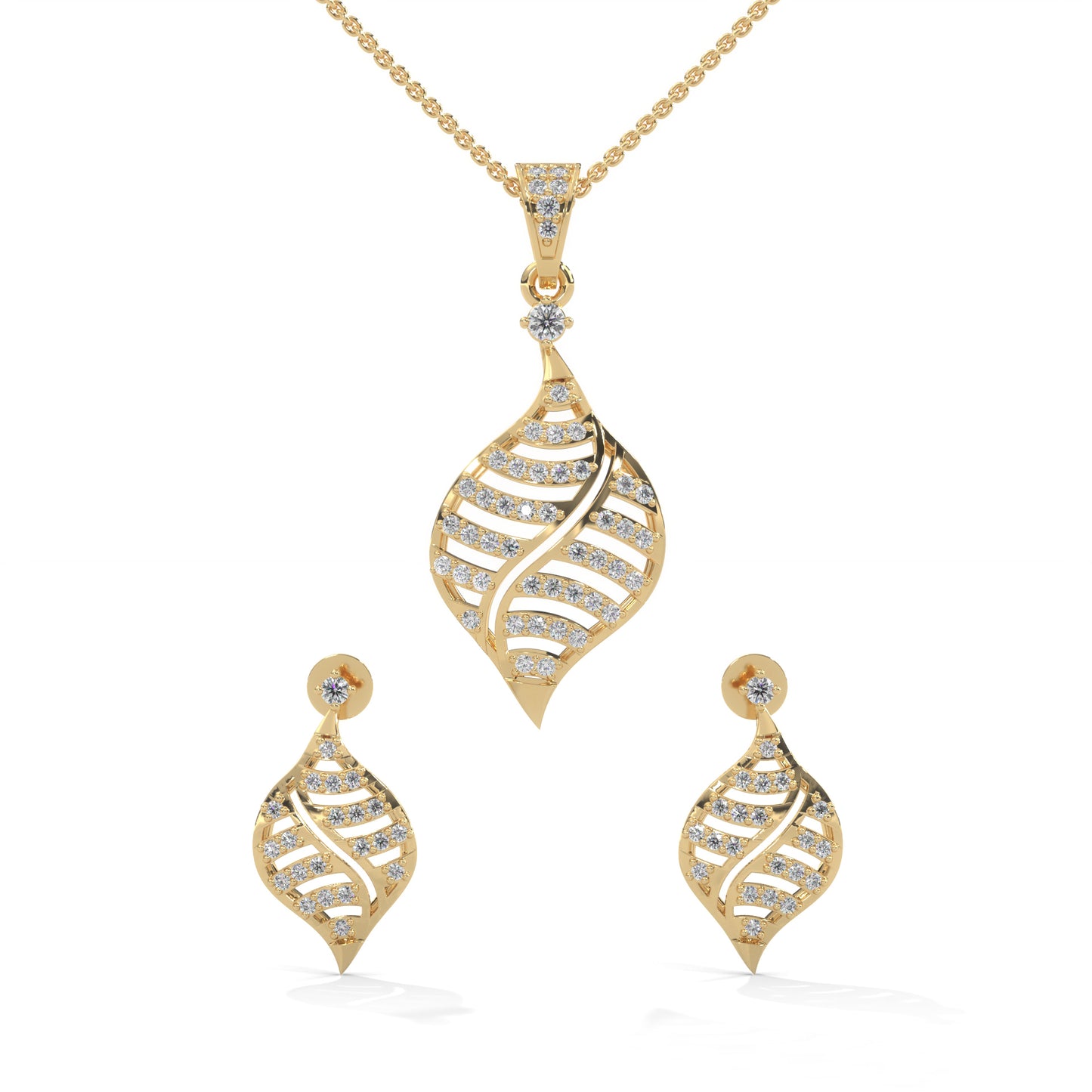 lab grown diamond | moissanite Jewellery Senco Leaf Lab Grown Diamond OR Moissanite Pendant Yellow Gold 14K by Rabbito Jewels