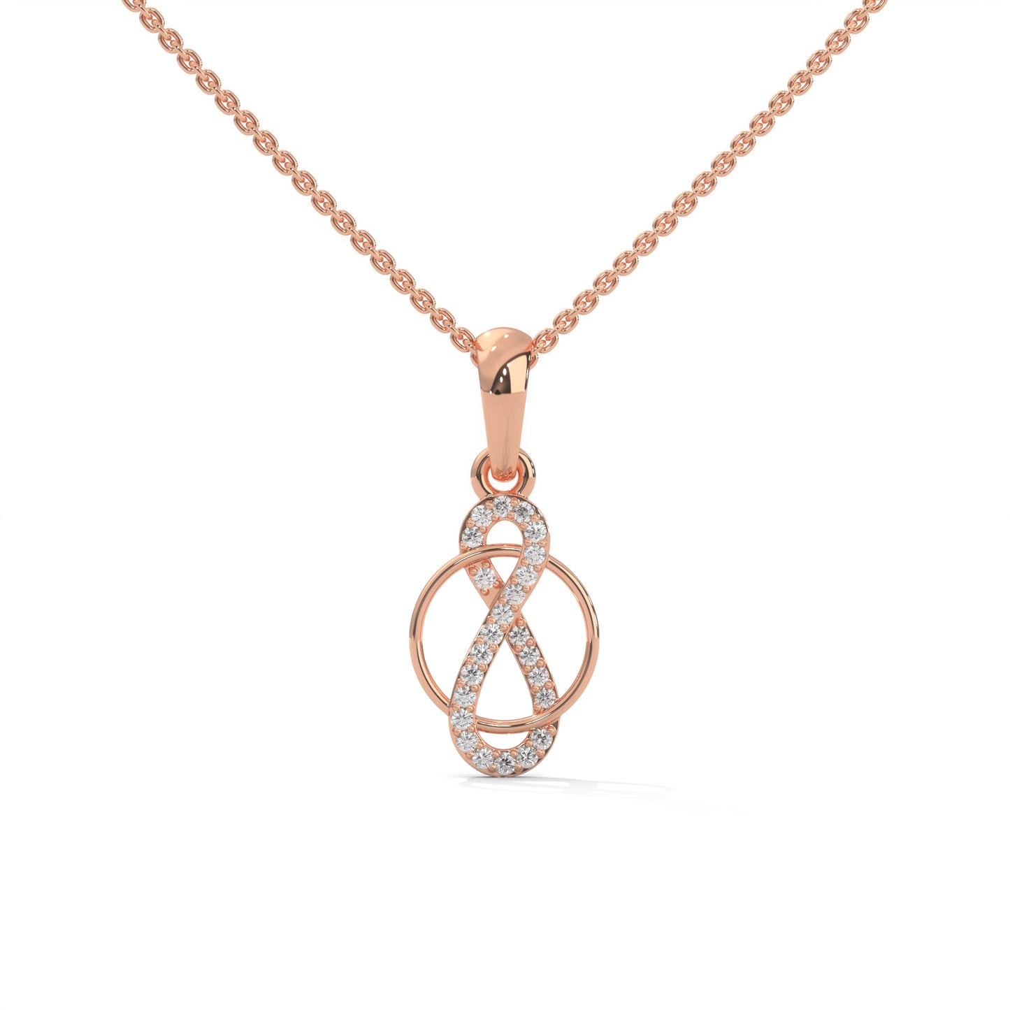lab grown diamond | moissanite Jewellery Loop of Infinity Lab Grown Diamond OR Moissanite Pendant Rose Gold 14K by Rabbito Jewels