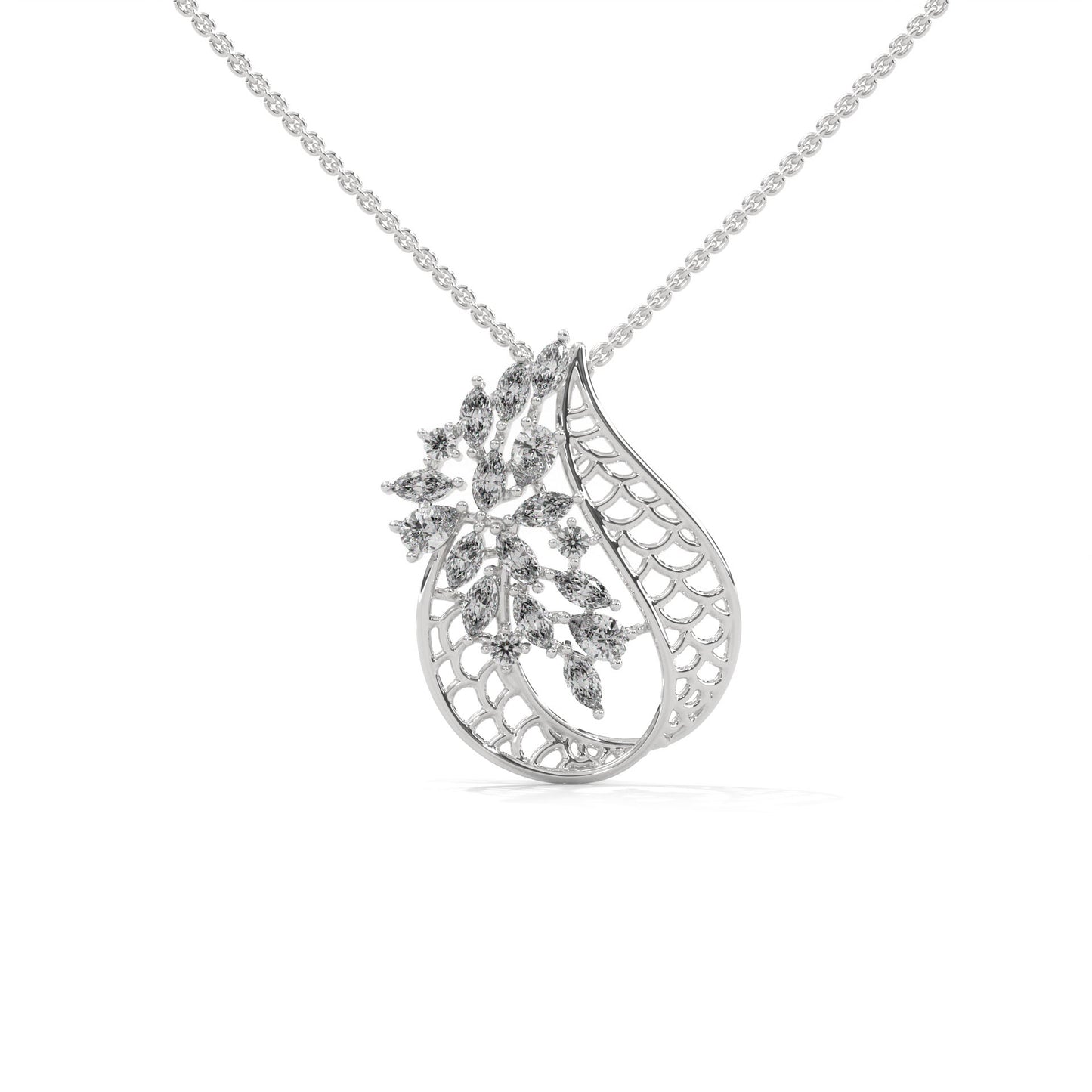 lab grown diamond | moissanite Jewellery Blooming Bouquet Lab Grown Diamond OR Moissanite Pendant White Gold 14K by Rabbito Jewels