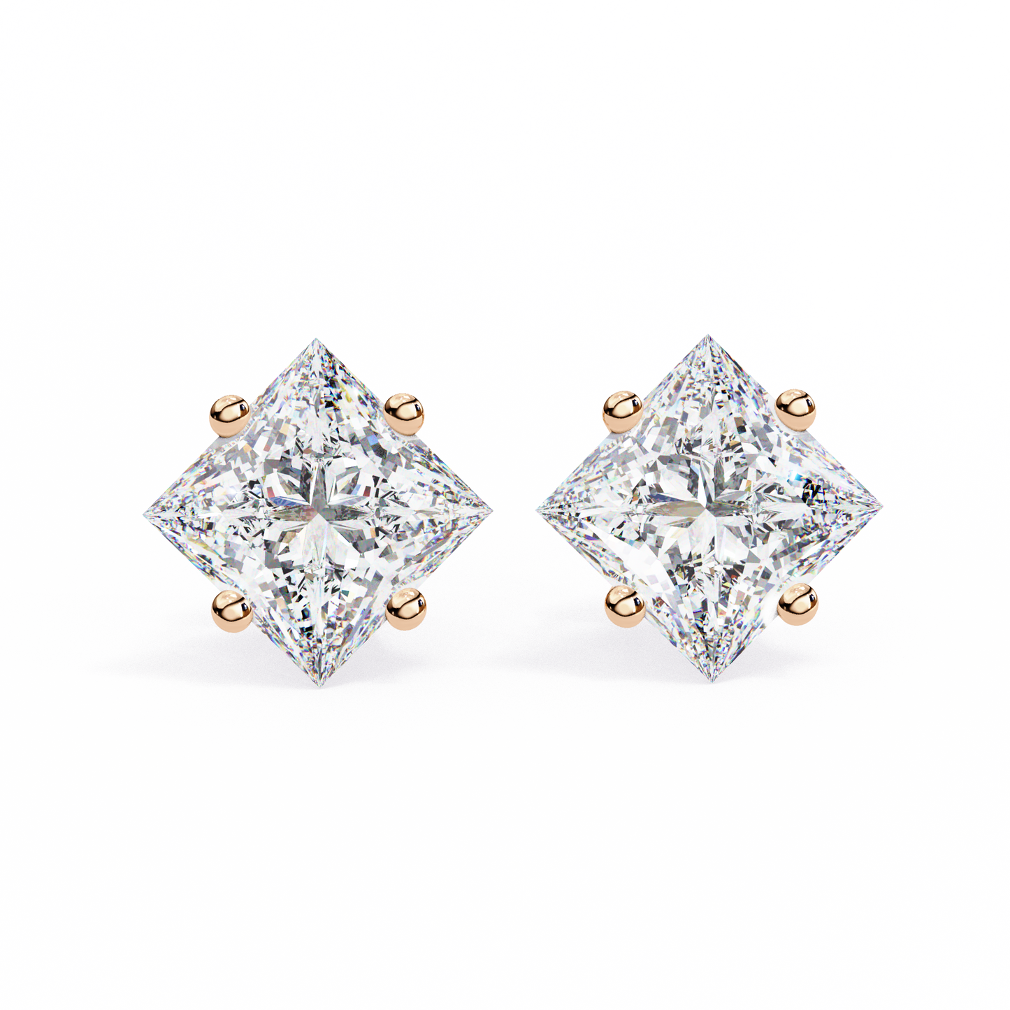 lab grown diamond | moissanite Jewellery Eternal Grace Lab Grown OR Moissanite Stud Earrings Rose Gold 18K by Rabbito Jewels