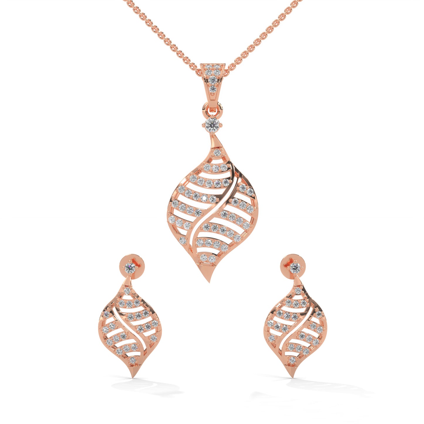 lab grown diamond | moissanite Jewellery Senco Leaf Lab Grown Diamond OR Moissanite Pendant Rose Gold 18K by Rabbito Jewels
