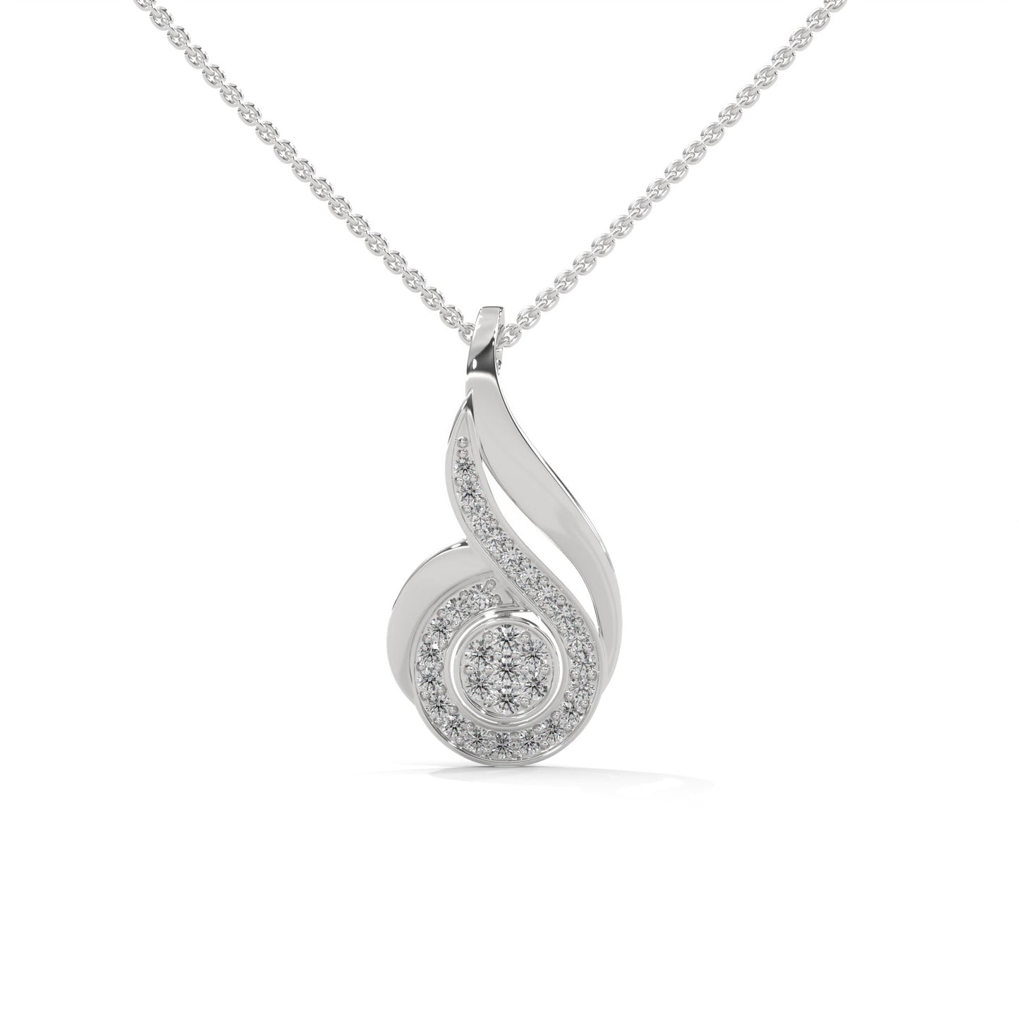 lab grown diamond | moissanite Jewellery Swirl Lab Grown Diamond OR Moissanite Pendant White Gold 18K by Rabbito Jewels