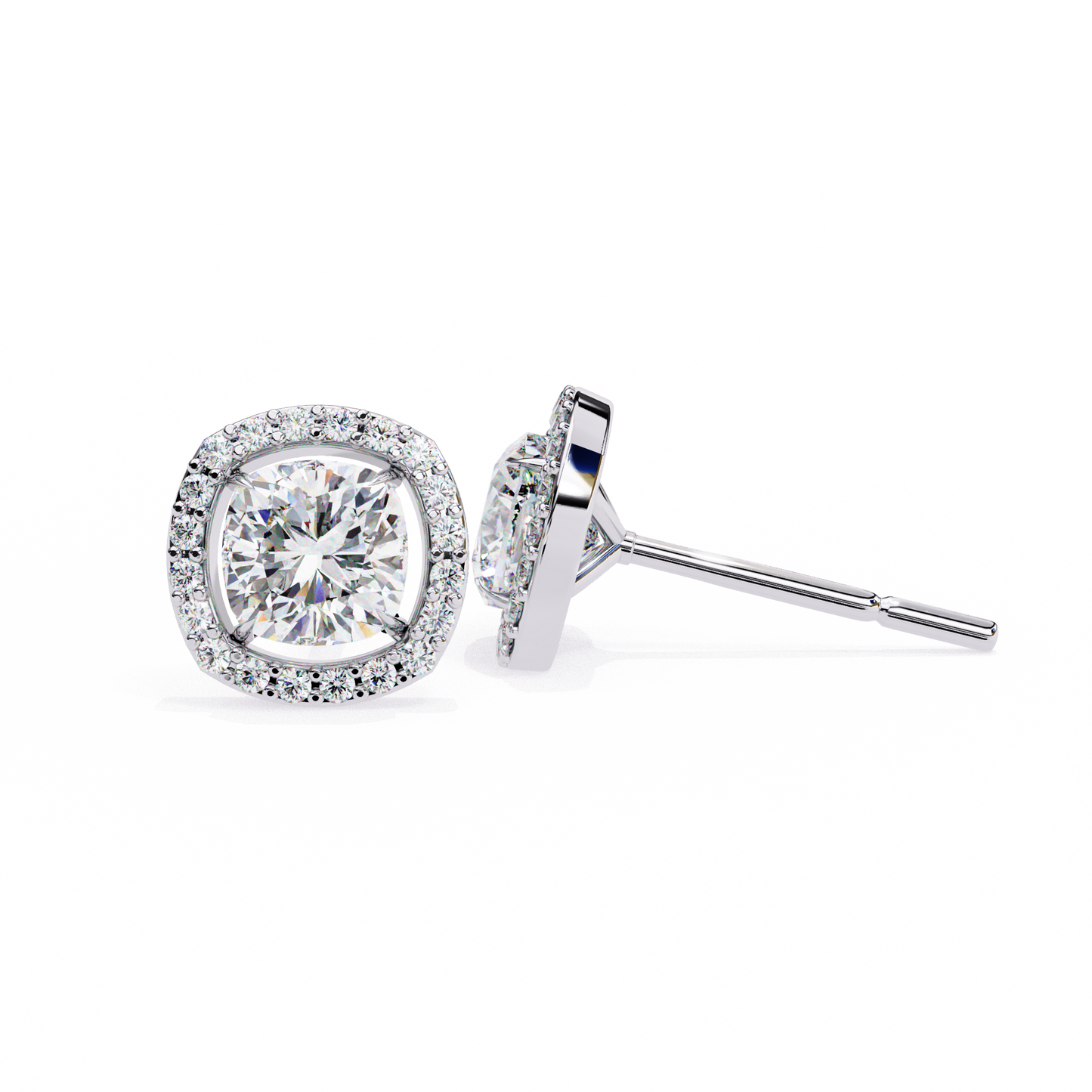 lab grown diamond | moissanite Jewellery Mystic Rain Lab Grown Diamond OR Moissanite Halo Earrings by Rabbito Jewels
