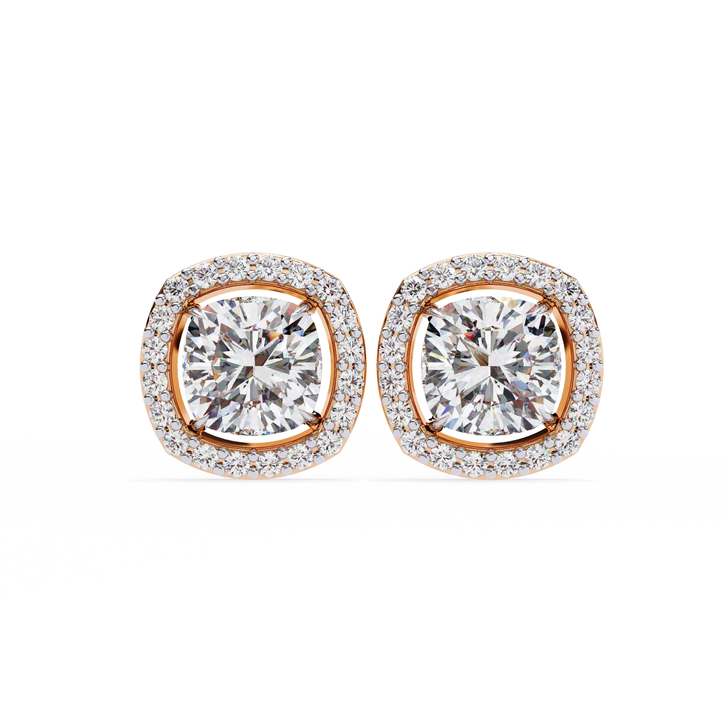 lab grown diamond | moissanite Jewellery Mystic Rain Lab Grown Diamond OR Moissanite Halo Earrings Rose Gold 18K by Rabbito Jewels