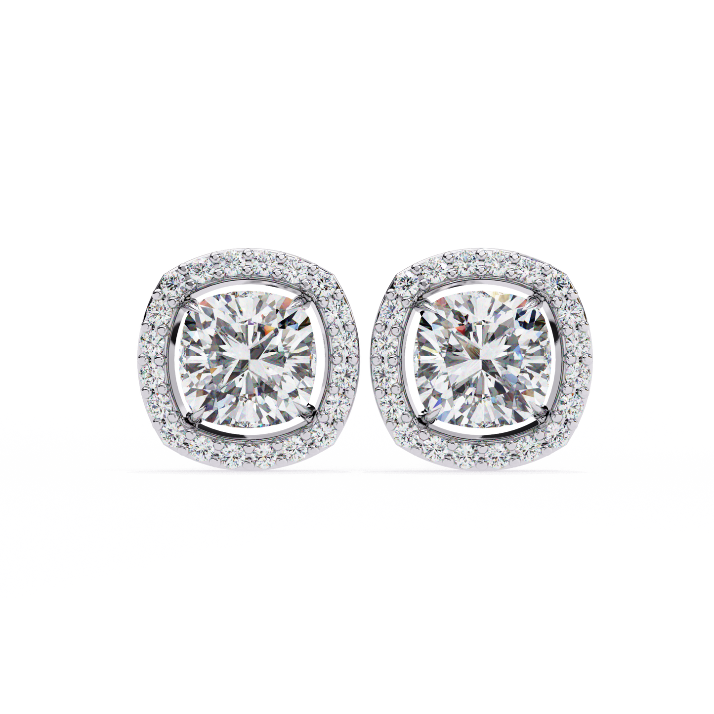 lab grown diamond | moissanite Jewellery Mystic Rain Lab Grown Diamond OR Moissanite Halo Earrings White Gold 14K by Rabbito Jewels