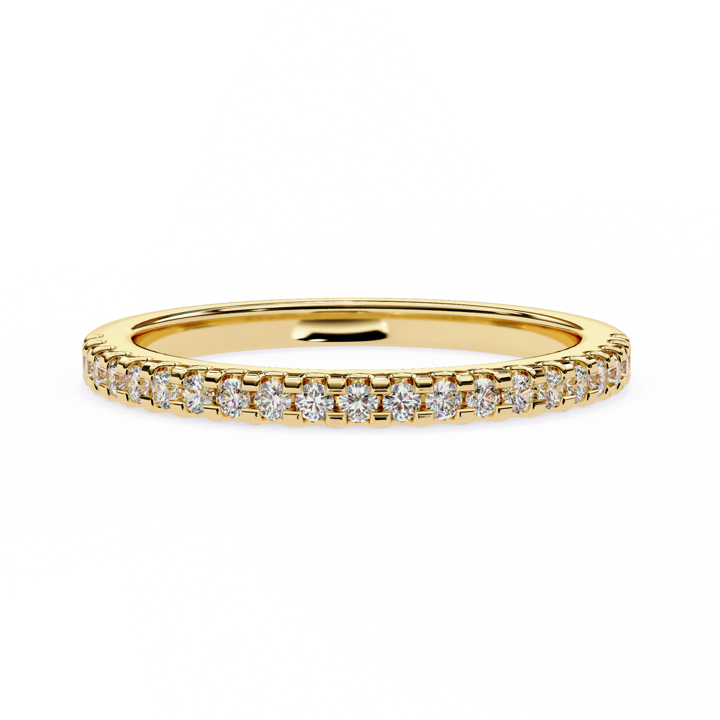 Small Diamond Half Tennis Ring Yellow Gold 14K lab grown diamond and moissanite diamond by Rabbito Jewels