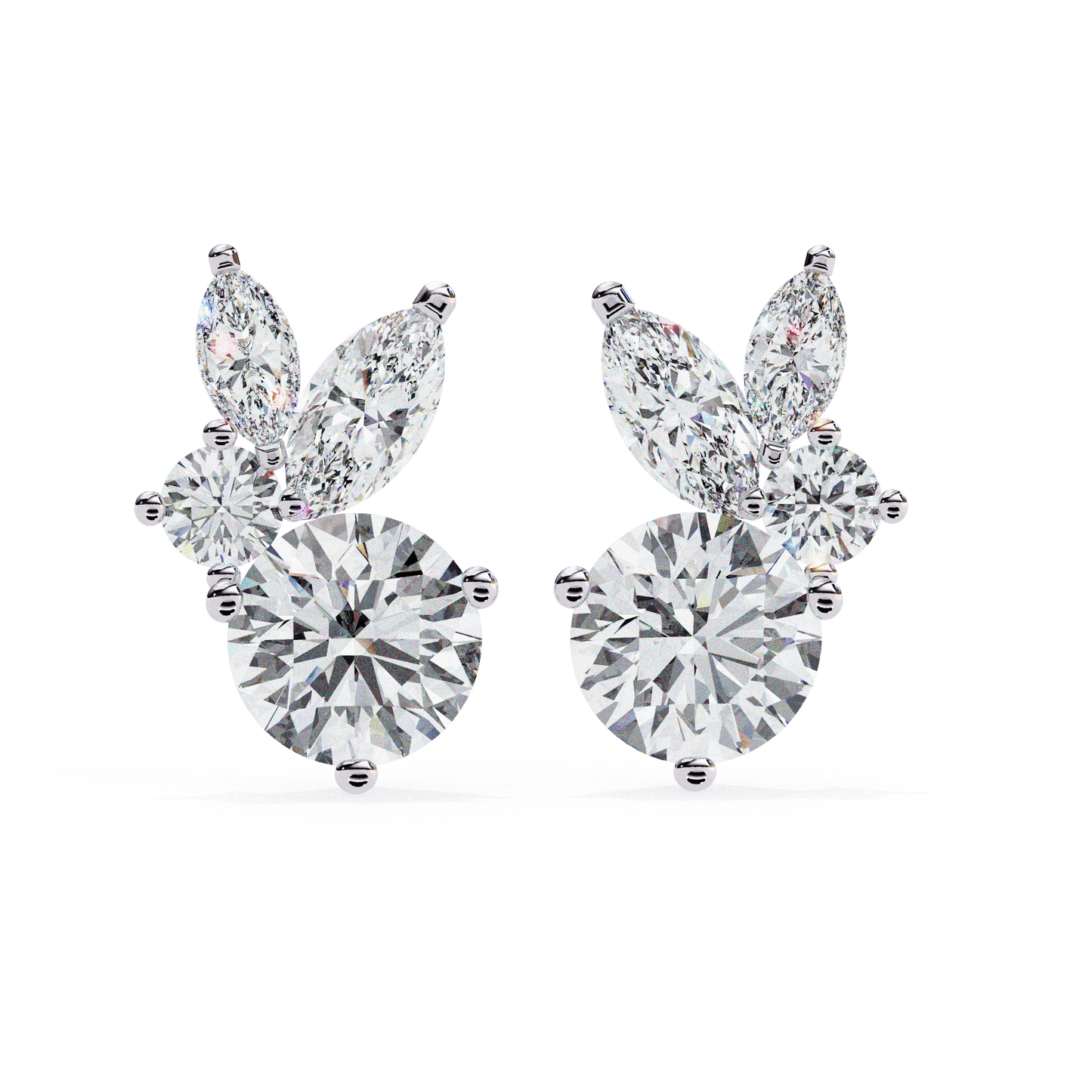 Stellar Symphony Rabbit Earrings White Gold 18K lab grown diamond and moissanite diamond by Rabbito Jewels