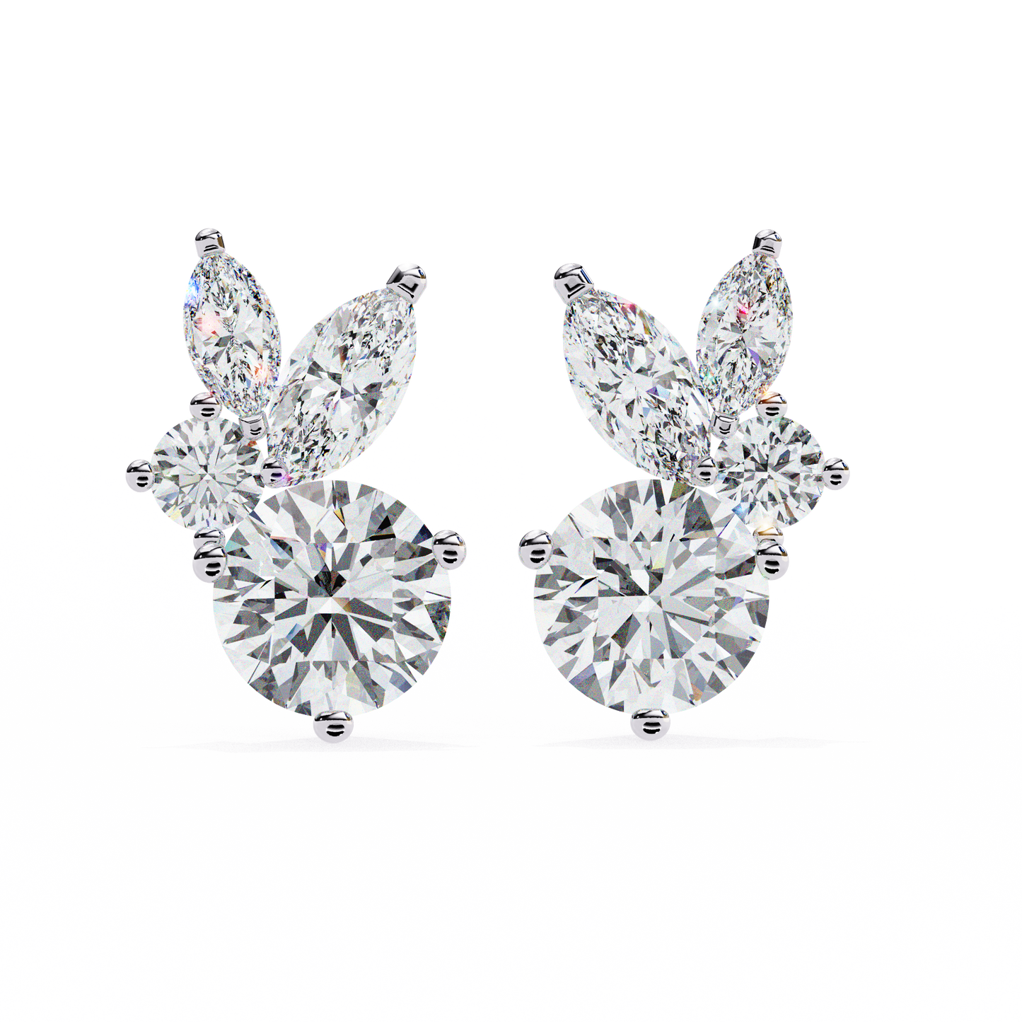 Stellar Symphony Rabbit Earrings Rose Gold 18K lab grown diamond and moissanite diamond by Rabbito Jewels