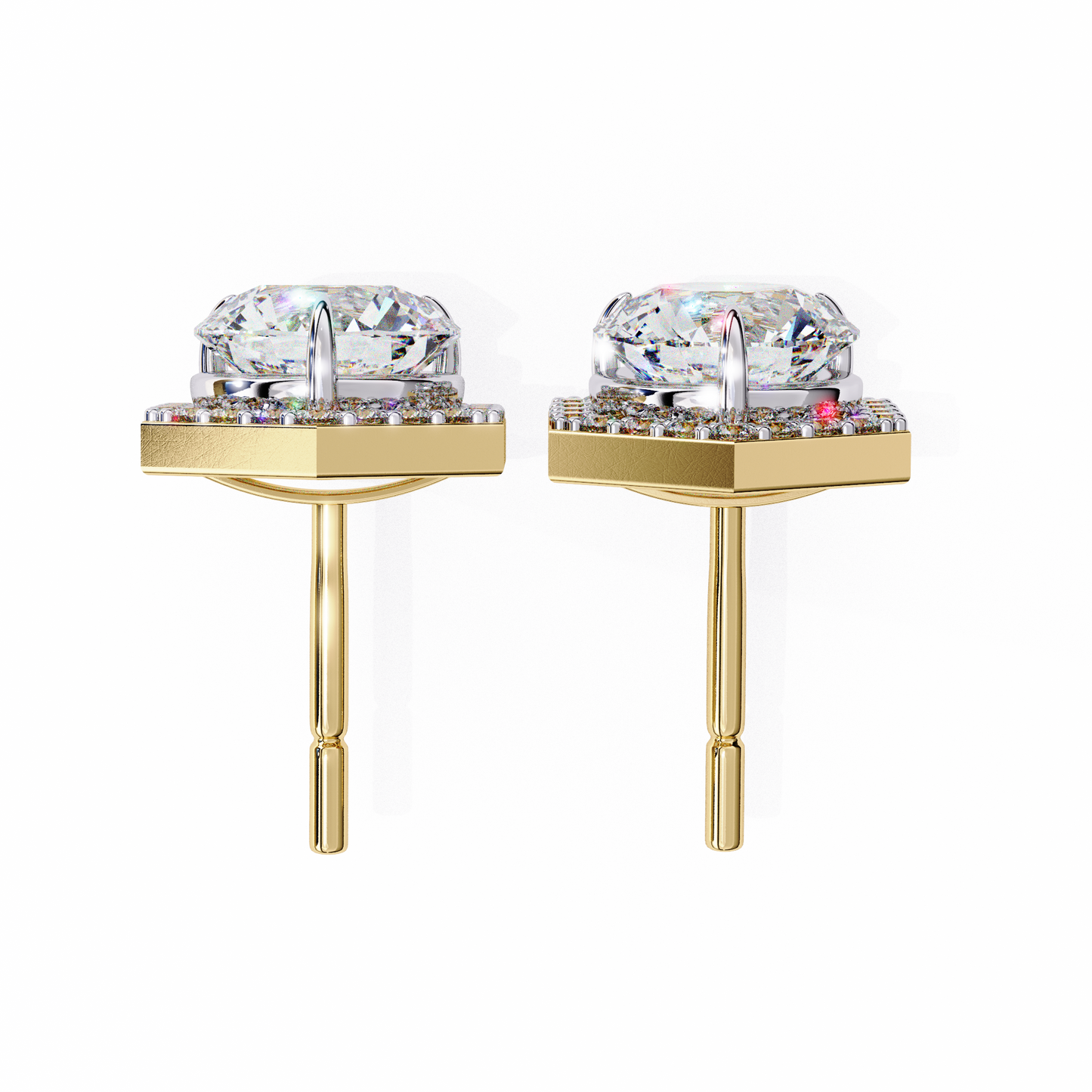 lab grown diamond | moissanite Jewellery Cosmic Cascade Lab Grown OR Moissanite Round Halo Earrings by Rabbito Jewels