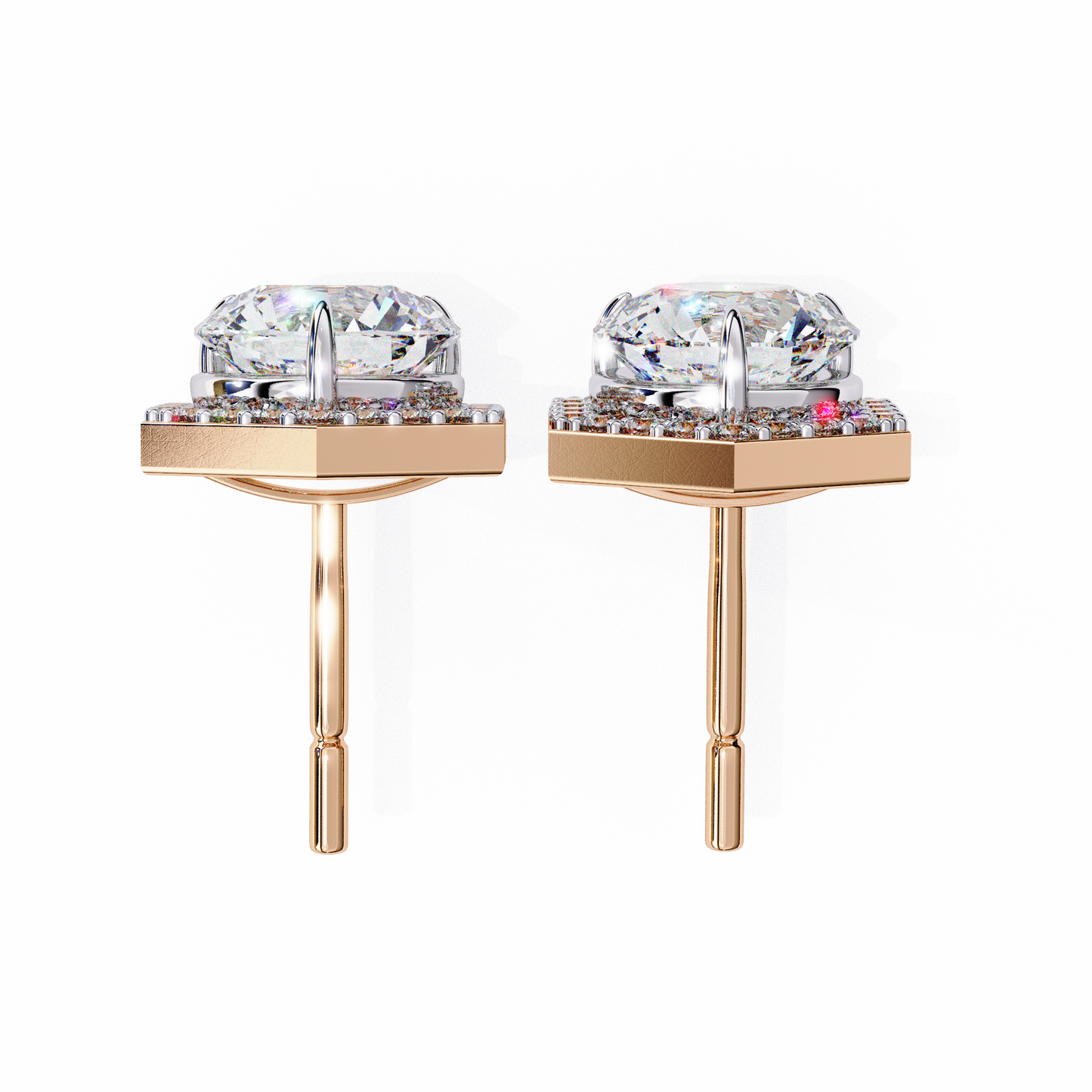 lab grown diamond | moissanite Jewellery Cosmic Cascade Lab Grown OR Moissanite Round Halo Earrings by Rabbito Jewels