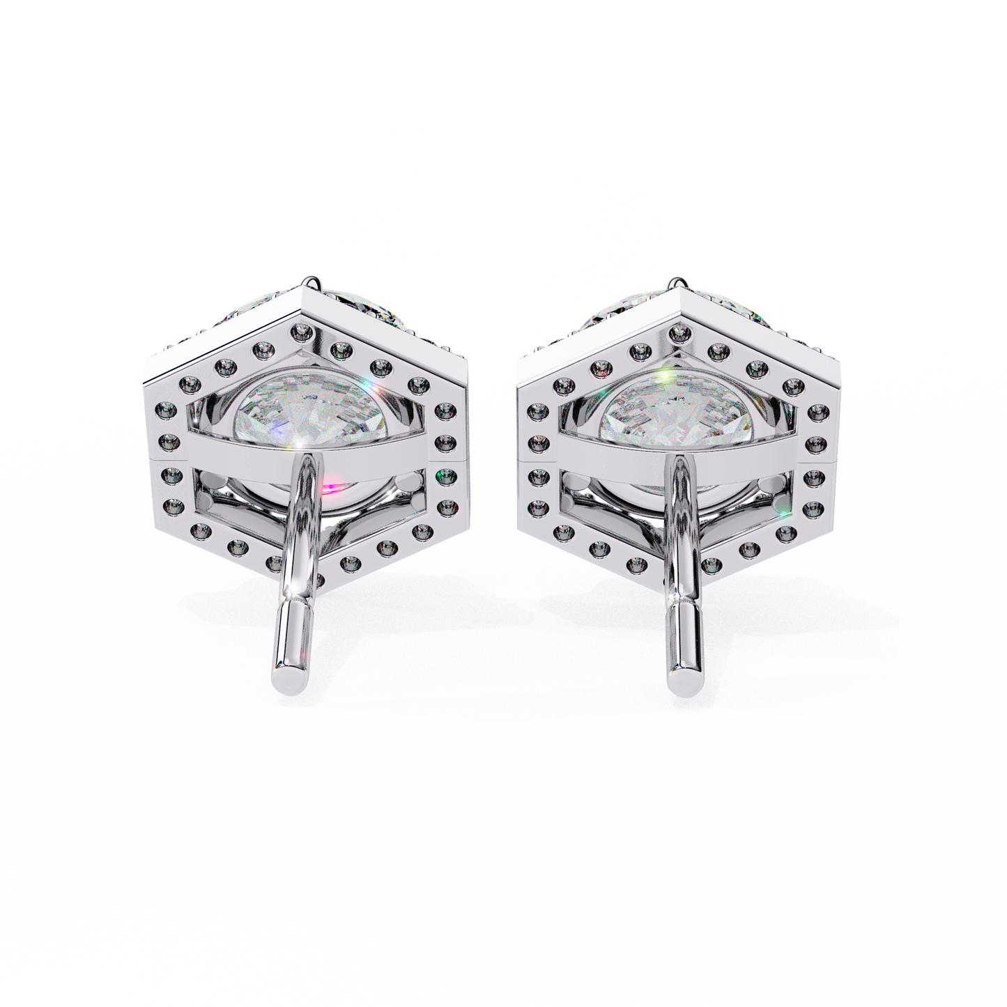 lab grown diamond | moissanite Jewellery Cosmic Cascade Lab Grown OR Moissanite Round Halo Earrings by Rabbito Jewels
