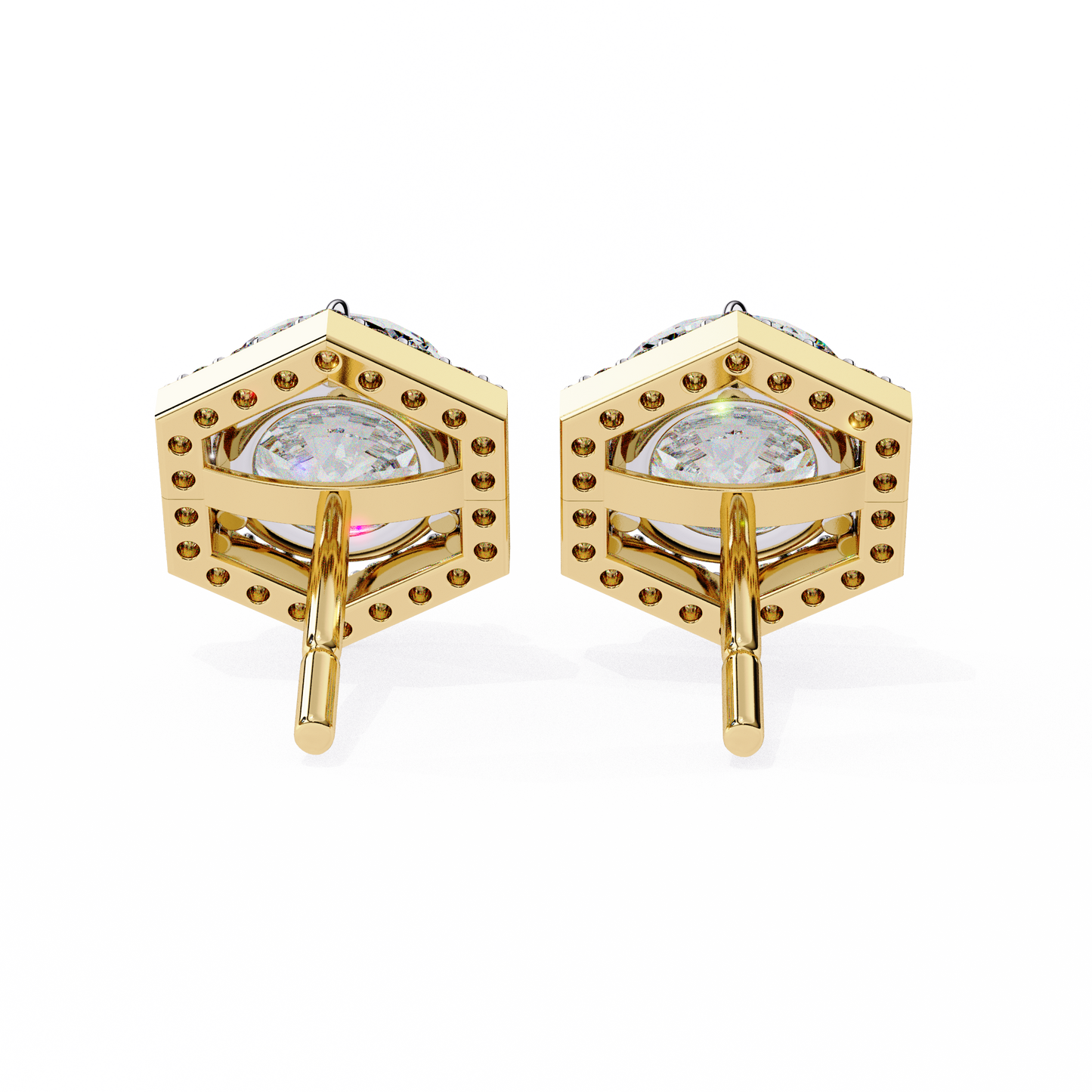 lab grown diamond | moissanite Jewellery Cosmic Cascade Lab Grown OR Moissanite Round Halo Earrings by Rabbito Jewels