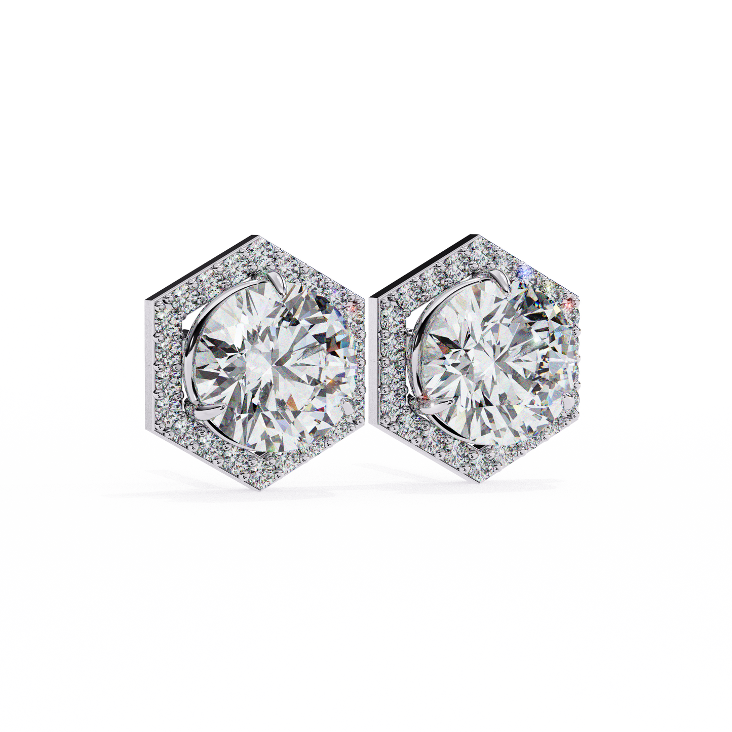 lab grown diamond | moissanite Jewellery Cosmic Cascade Lab Grown OR Moissanite Round Halo Earrings by Rabbito Jewels