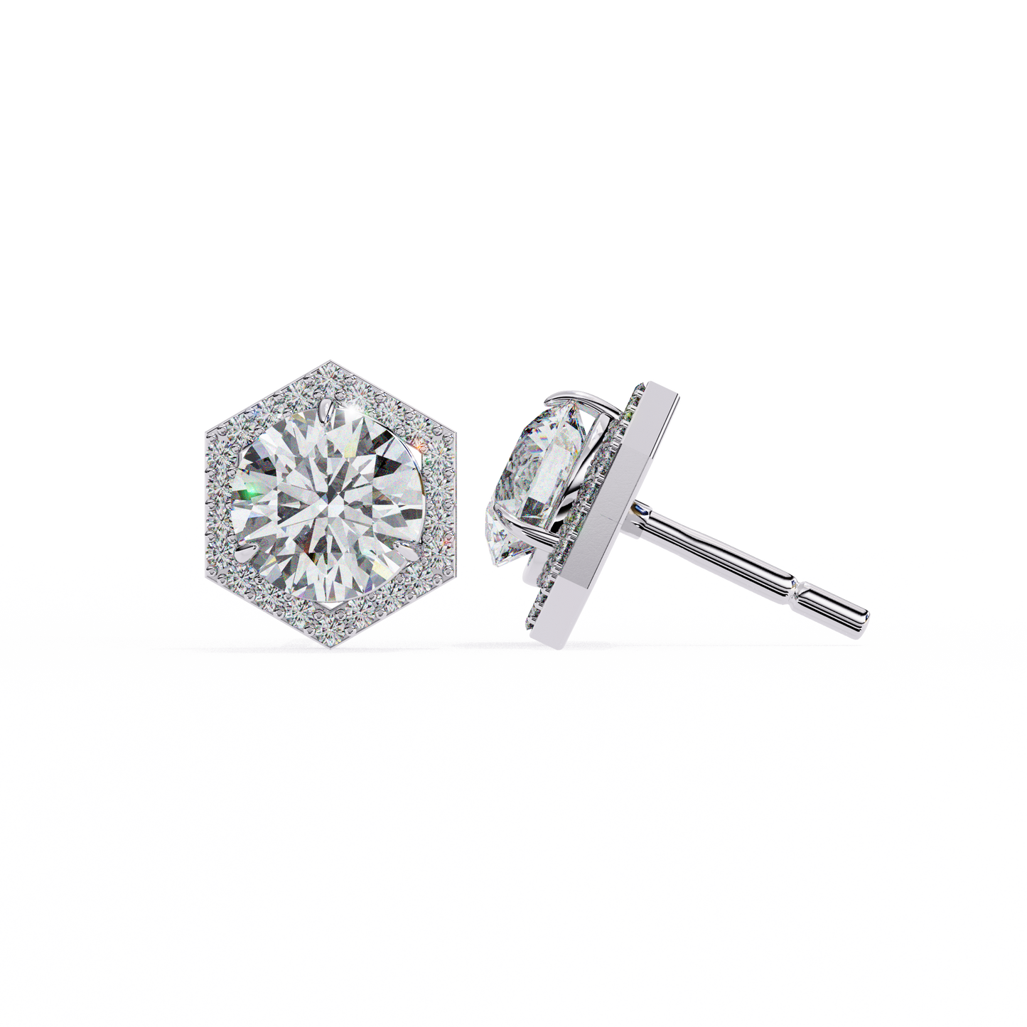 lab grown diamond | moissanite Jewellery Cosmic Cascade Lab Grown OR Moissanite Round Halo Earrings by Rabbito Jewels