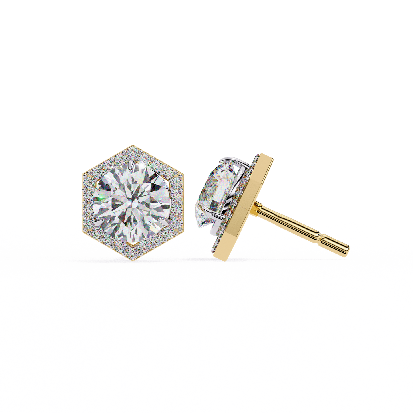 lab grown diamond | moissanite Jewellery Cosmic Cascade Lab Grown OR Moissanite Round Halo Earrings by Rabbito Jewels