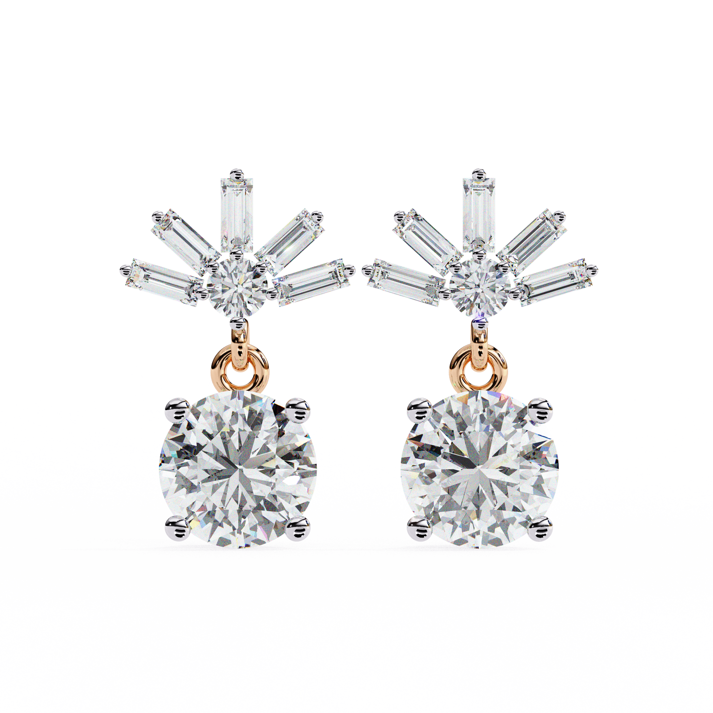 lab grown diamond | moissanite Jewellery Meteor Shine Lab Grown OR Moissanite Earrings Rose Gold 18K by Rabbito Jewels
