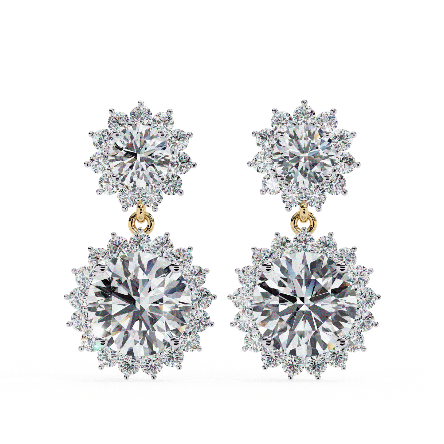 lab grown diamond | moissanite Jewellery Solar Whisper Lab Grown Diamond OR Moissanite Dangle Earrings Rose Gold 18K by Rabbito Jewels