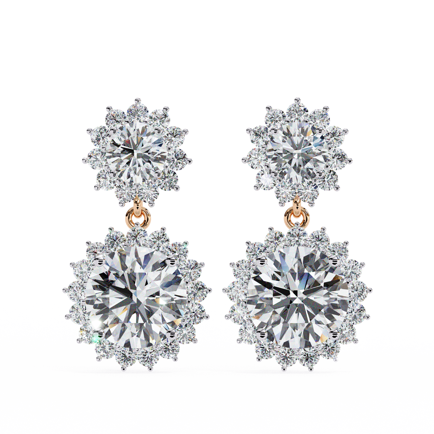 lab grown diamond | moissanite Jewellery Solar Whisper Lab Grown Diamond OR Moissanite Dangle Earrings Rose Gold 14K by Rabbito Jewels