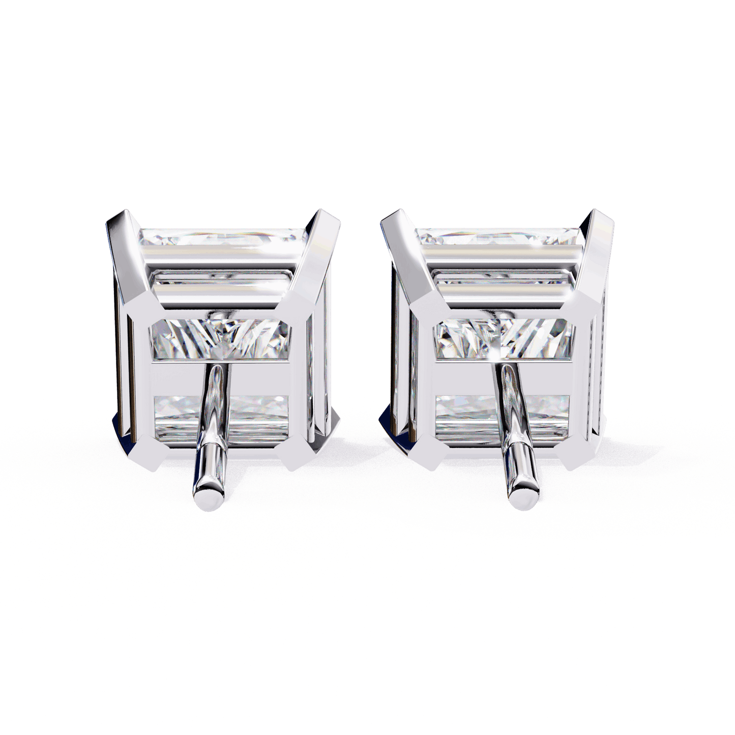 lab grown diamond | moissanite Jewellery Moonlit Mirage Lab Grown OR Moissanite Princess Stud Earrings by Rabbito Jewels