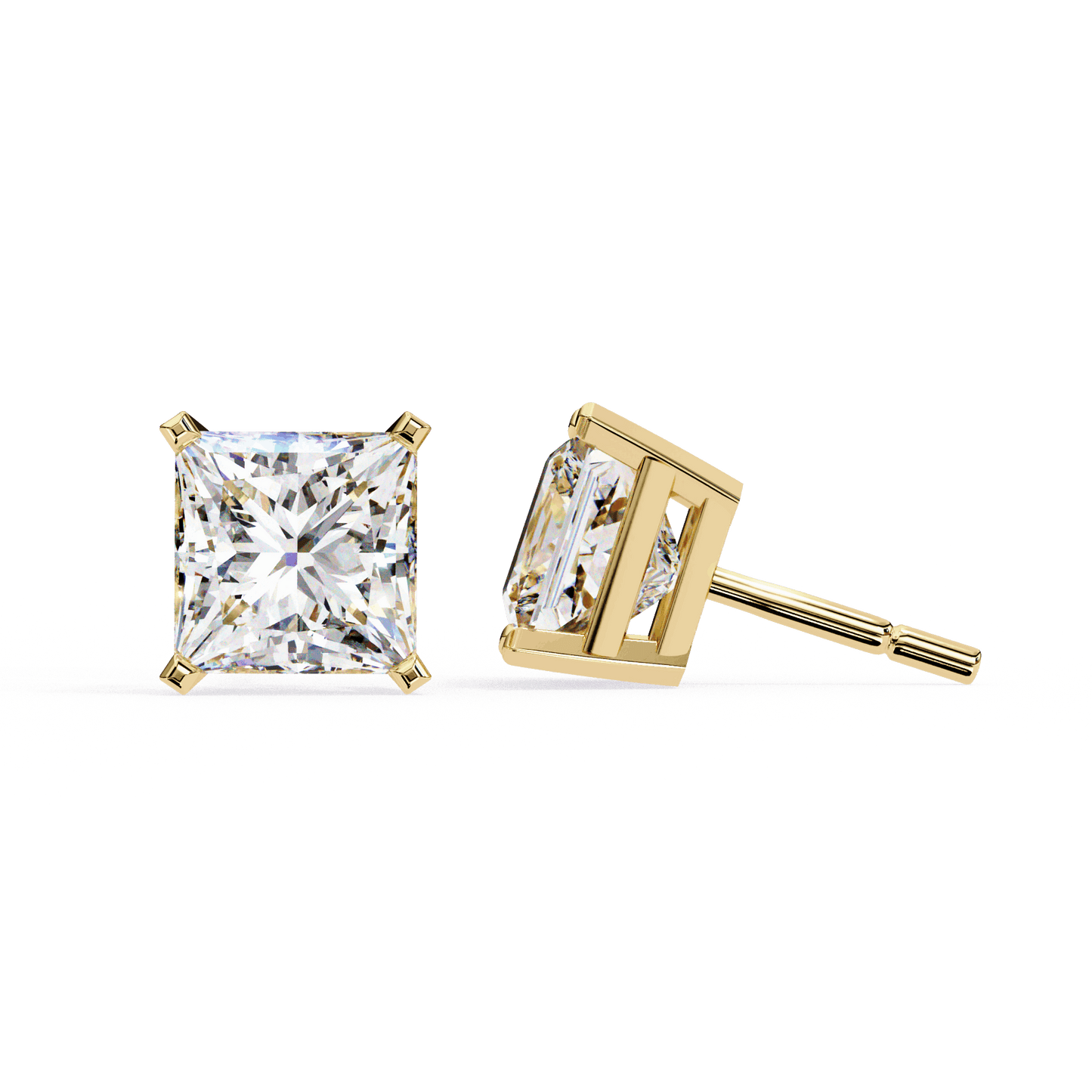 lab grown diamond | moissanite Jewellery Moonlit Mirage Lab Grown OR Moissanite Princess Stud Earrings by Rabbito Jewels