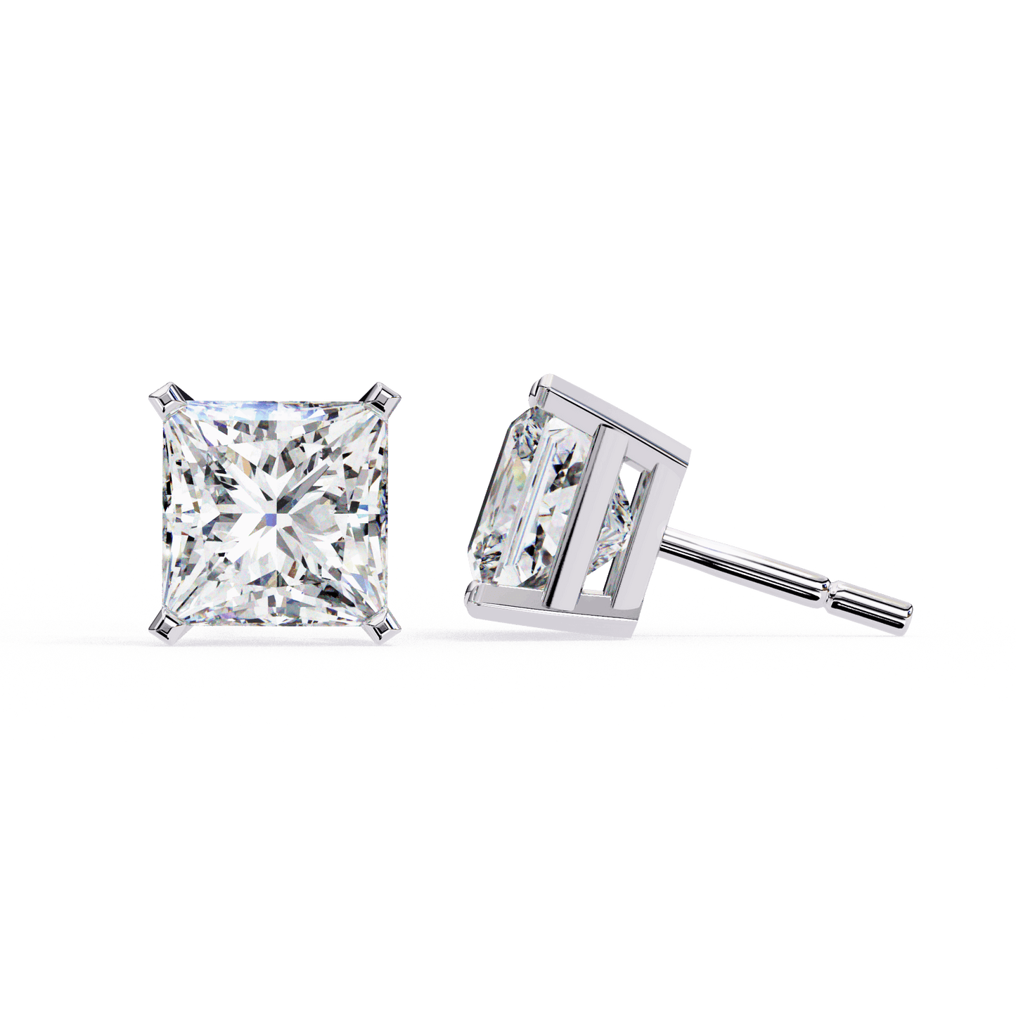 lab grown diamond | moissanite Jewellery Moonlit Mirage Lab Grown OR Moissanite Princess Stud Earrings by Rabbito Jewels