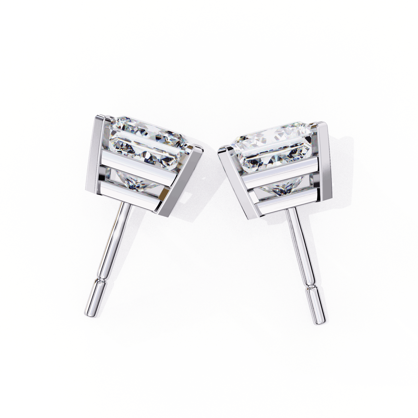 lab grown diamond | moissanite Jewellery Moonlit Mirage Lab Grown OR Moissanite Princess Stud Earrings by Rabbito Jewels