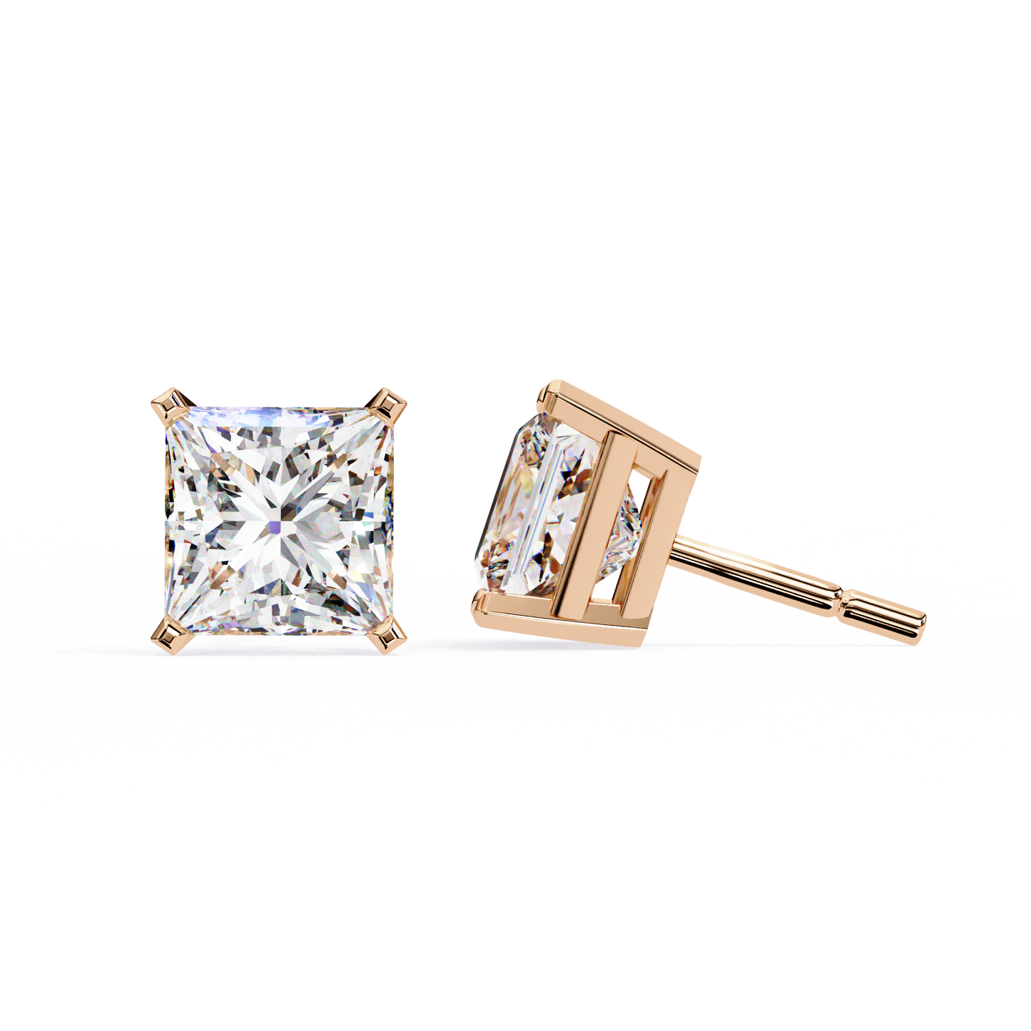 lab grown diamond | moissanite Jewellery Moonlit Mirage Lab Grown OR Moissanite Princess Stud Earrings by Rabbito Jewels