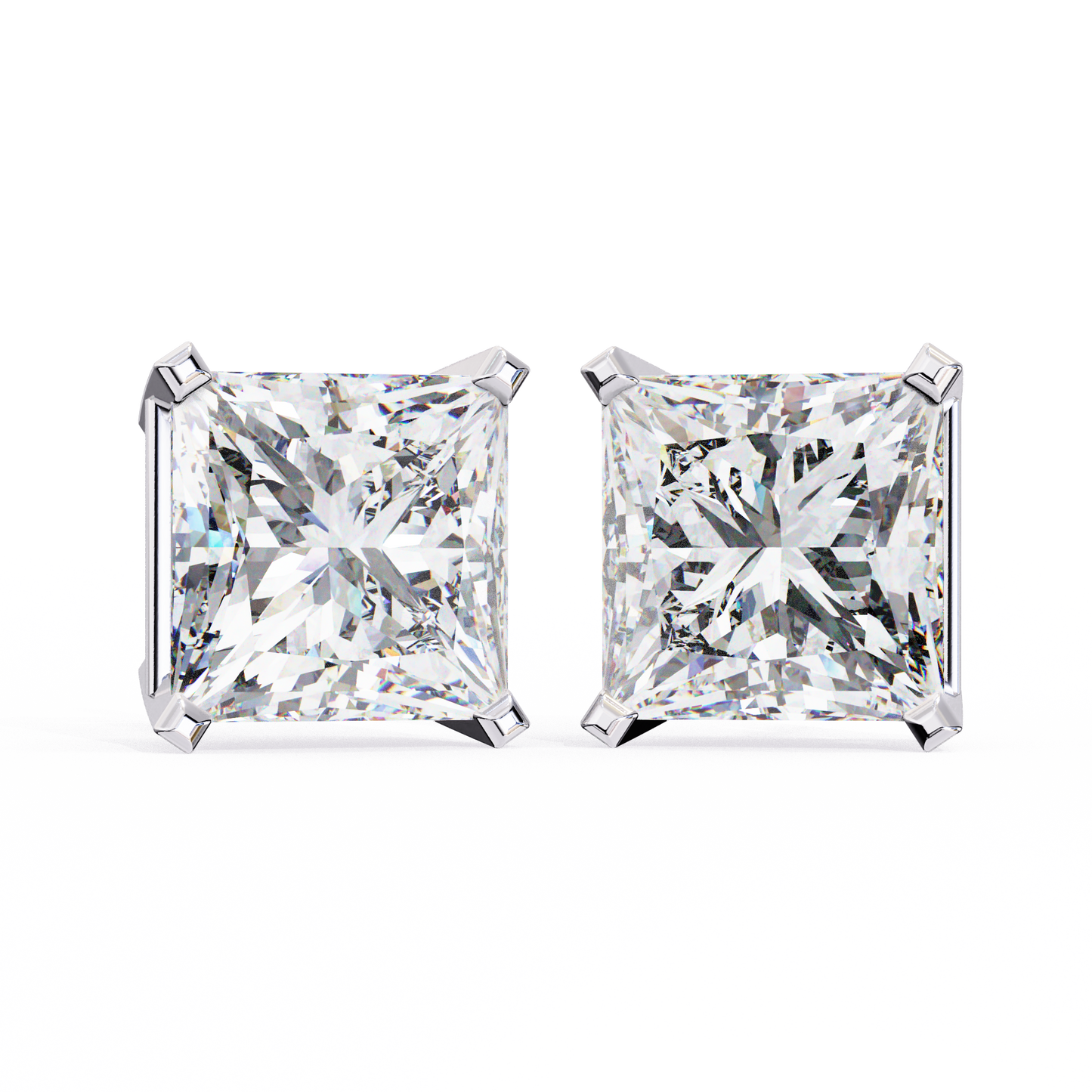 lab grown diamond | moissanite Jewellery Moonlit Mirage Lab Grown OR Moissanite Princess Stud Earrings Silver by Rabbito Jewels