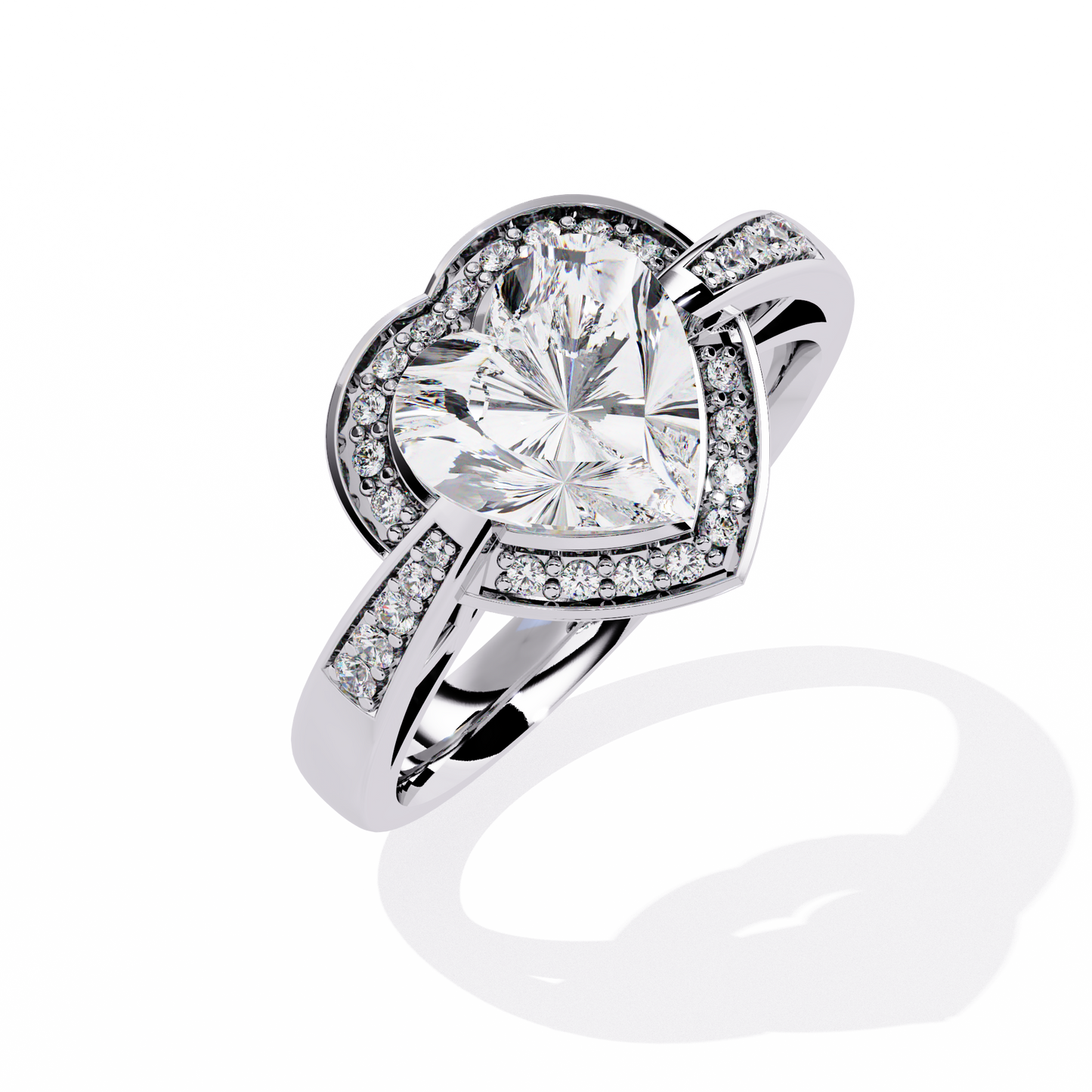 lab grown diamond | moissanite Jewellery Dual Toned Heart Halo Lab Grown Diamond OR Moissanite Ring by Rabbito Jewels