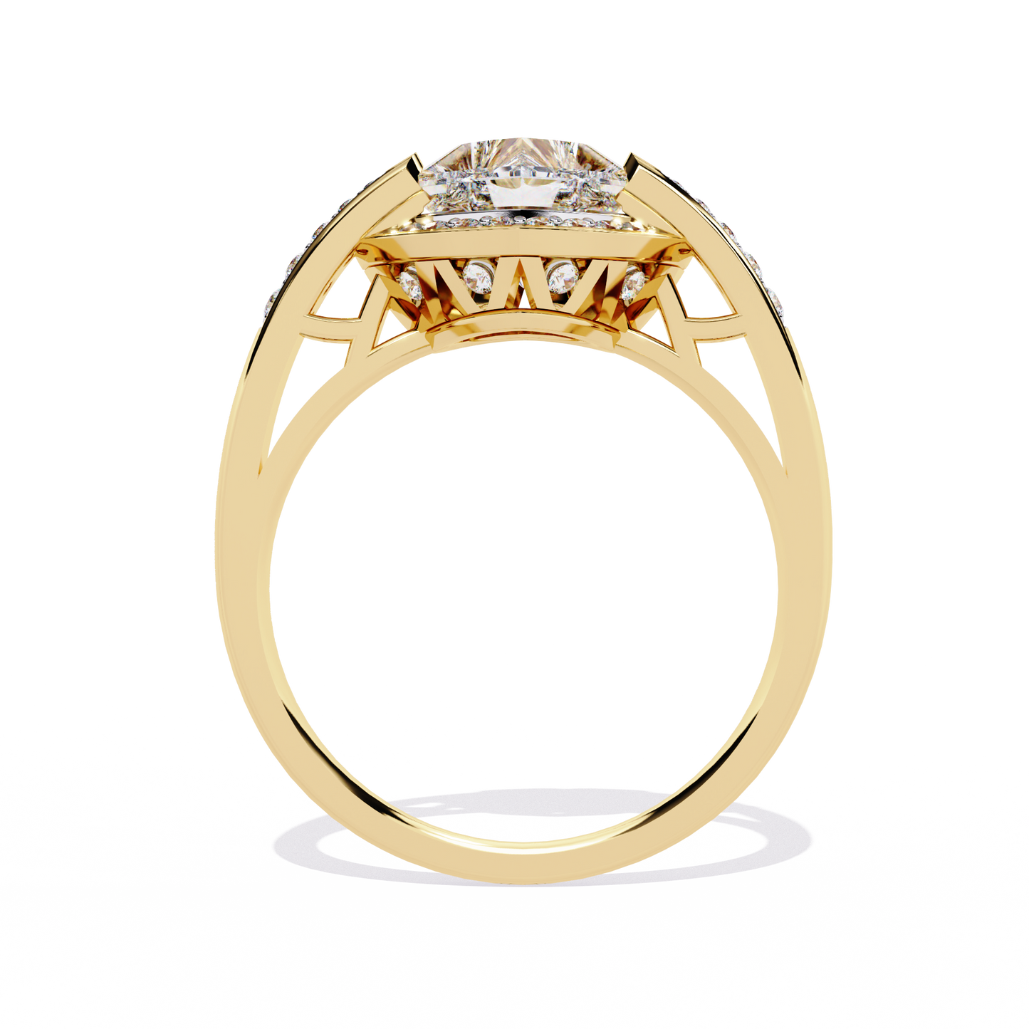 lab grown diamond | moissanite Jewellery Dual Toned Heart Halo Lab Grown Diamond OR Moissanite Ring by Rabbito Jewels