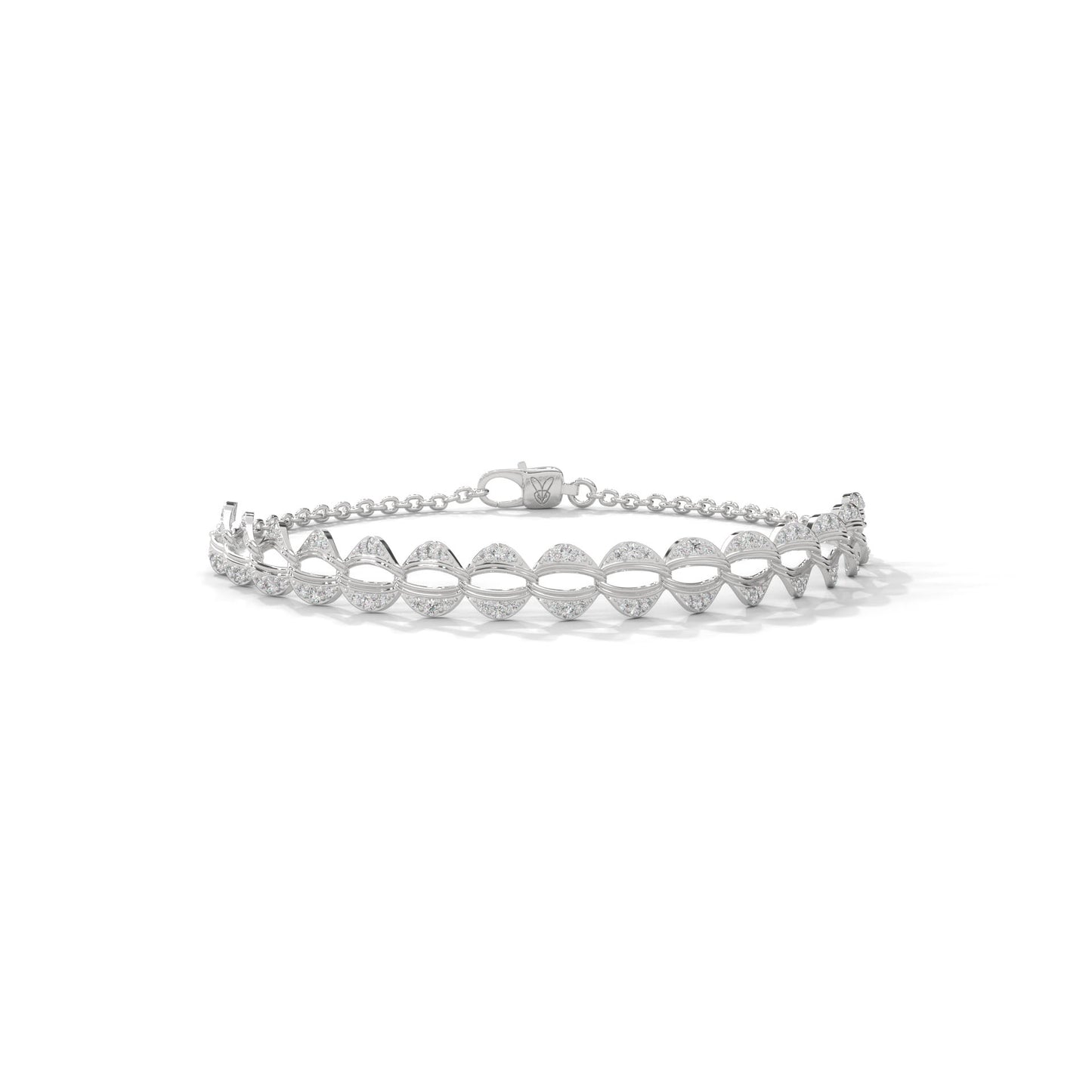 lab grown diamond | moissanite Jewellery Scalloped Lab Grown Diamond OR Moissanite Bracelet White Gold 18K by Rabbito Jewels