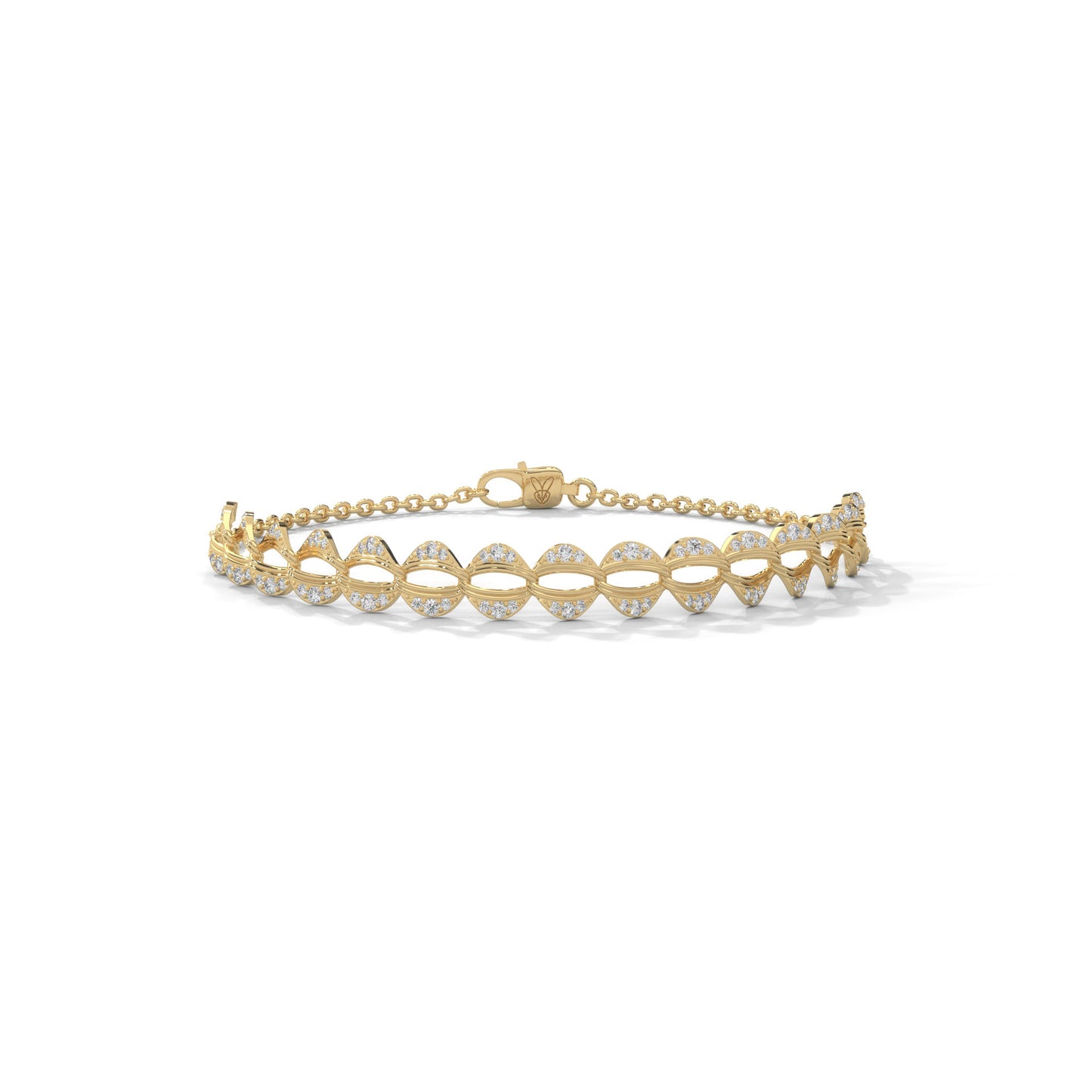 lab grown diamond | moissanite Jewellery Scalloped Lab Grown Diamond OR Moissanite Bracelet Yellow Gold 18K by Rabbito Jewels