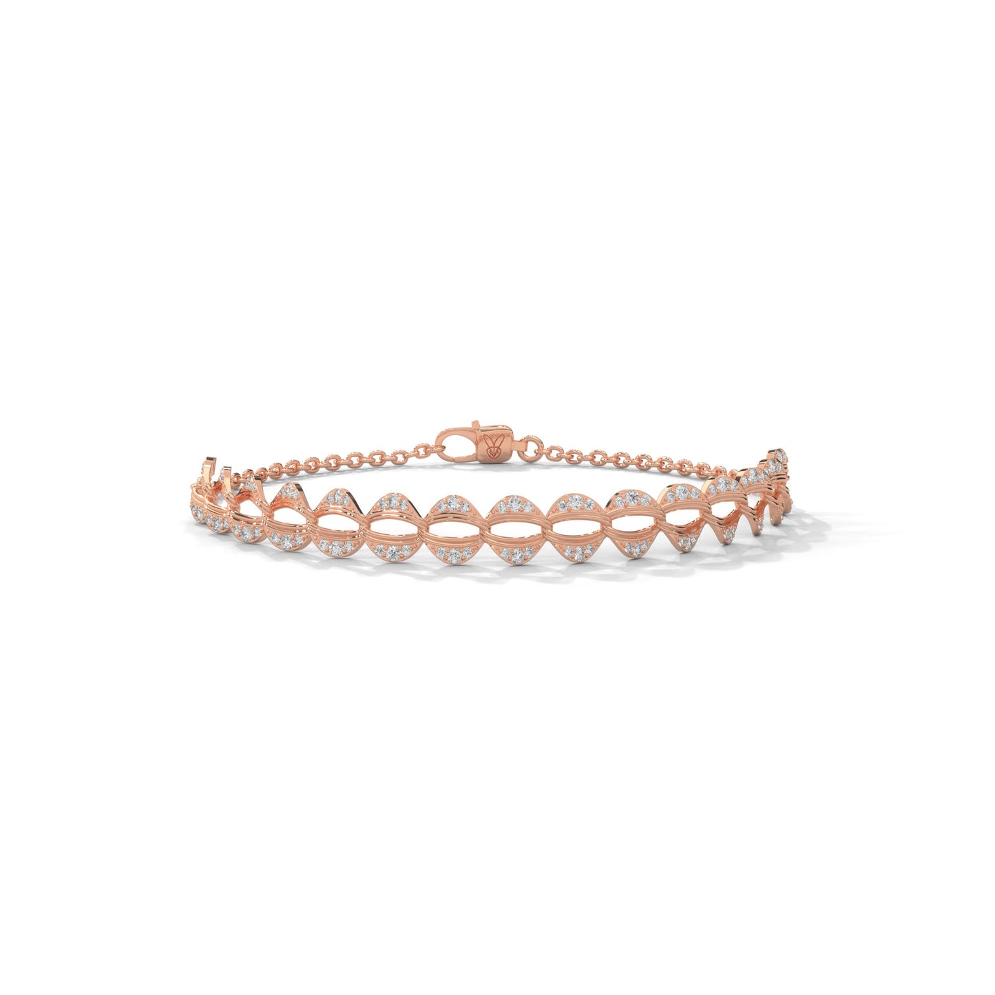 lab grown diamond | moissanite Jewellery Scalloped Lab Grown Diamond OR Moissanite Bracelet Rose Gold 18K by Rabbito Jewels