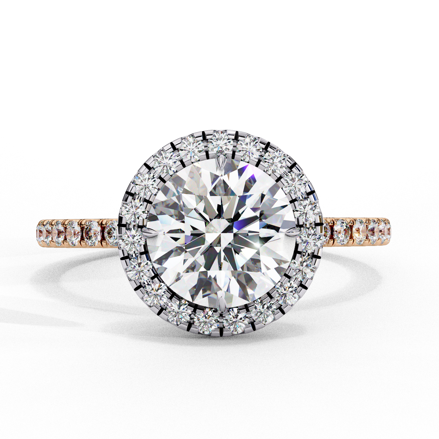lab grown diamond | moissanite Jewellery Wings Fly Halo Lab Grown Diamond OR Moissanite Ring Rose Gold 14K by Rabbito Jewels